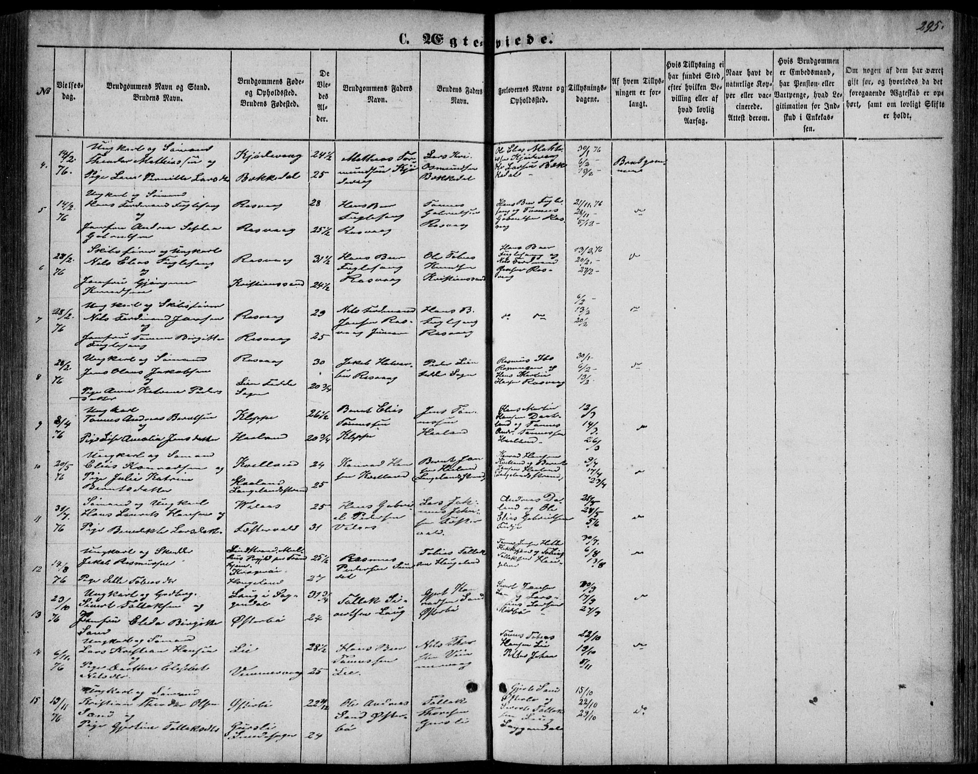 Flekkefjord sokneprestkontor, AV/SAK-1111-0012/F/Fb/Fbb/L0003: Parish register (copy) no. B 3, 1867-1889, p. 295