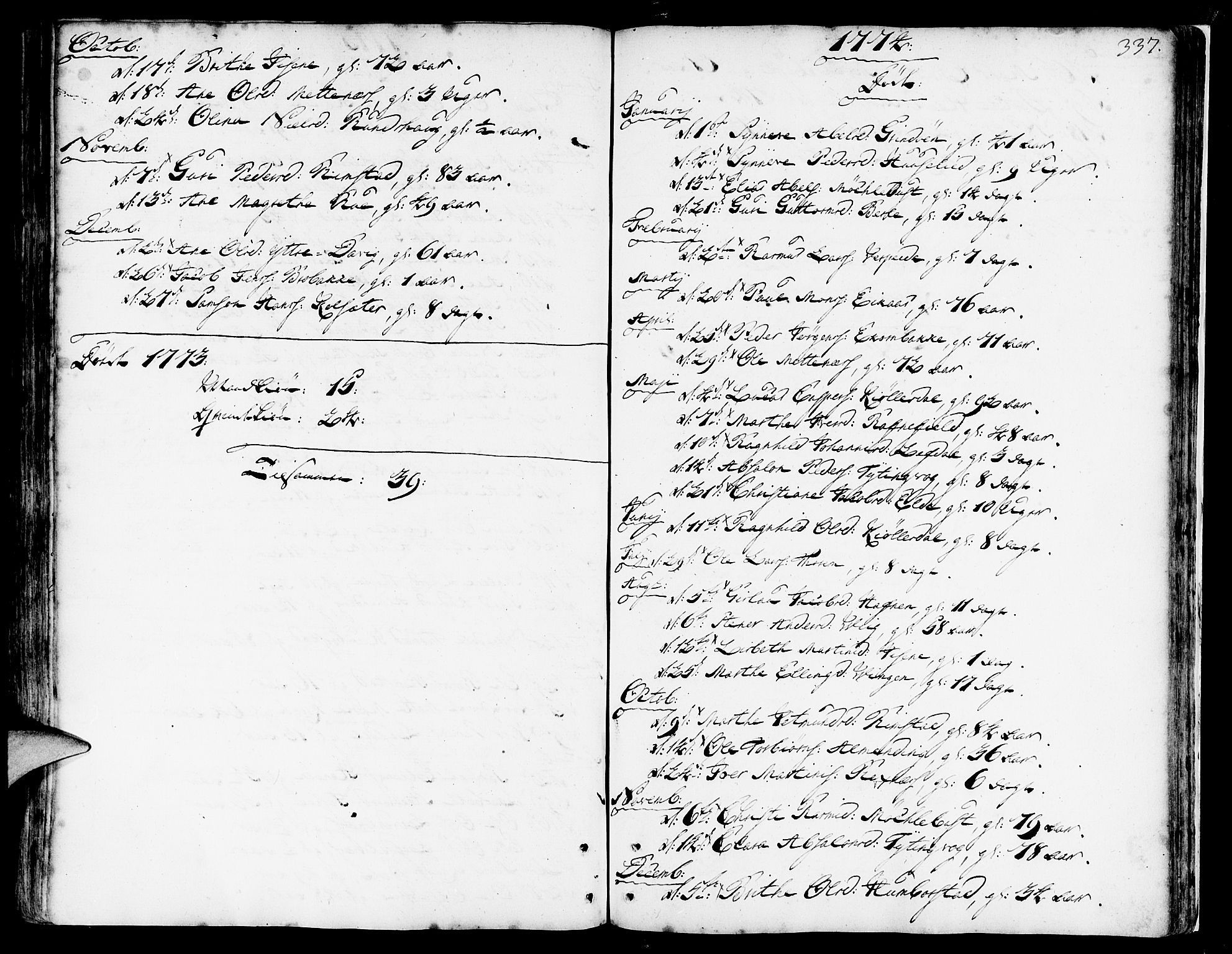 Davik sokneprestembete, AV/SAB-A-79701/H/Haa/Haaa/L0002: Parish register (official) no. A 2, 1742-1816, p. 337