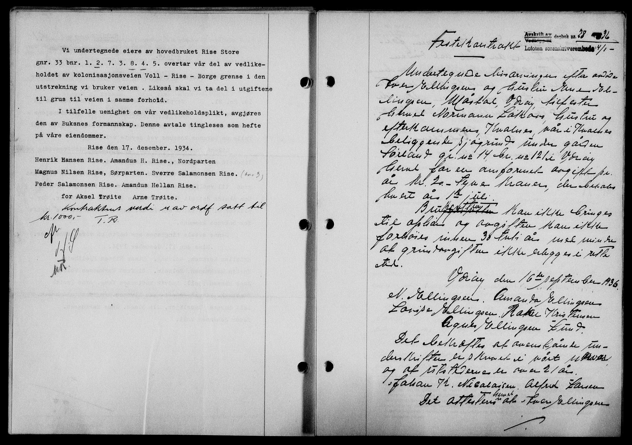 Lofoten sorenskriveri, SAT/A-0017/1/2/2C/L0001a: Mortgage book no. 1a, 1936-1937, Diary no: : 28/1937