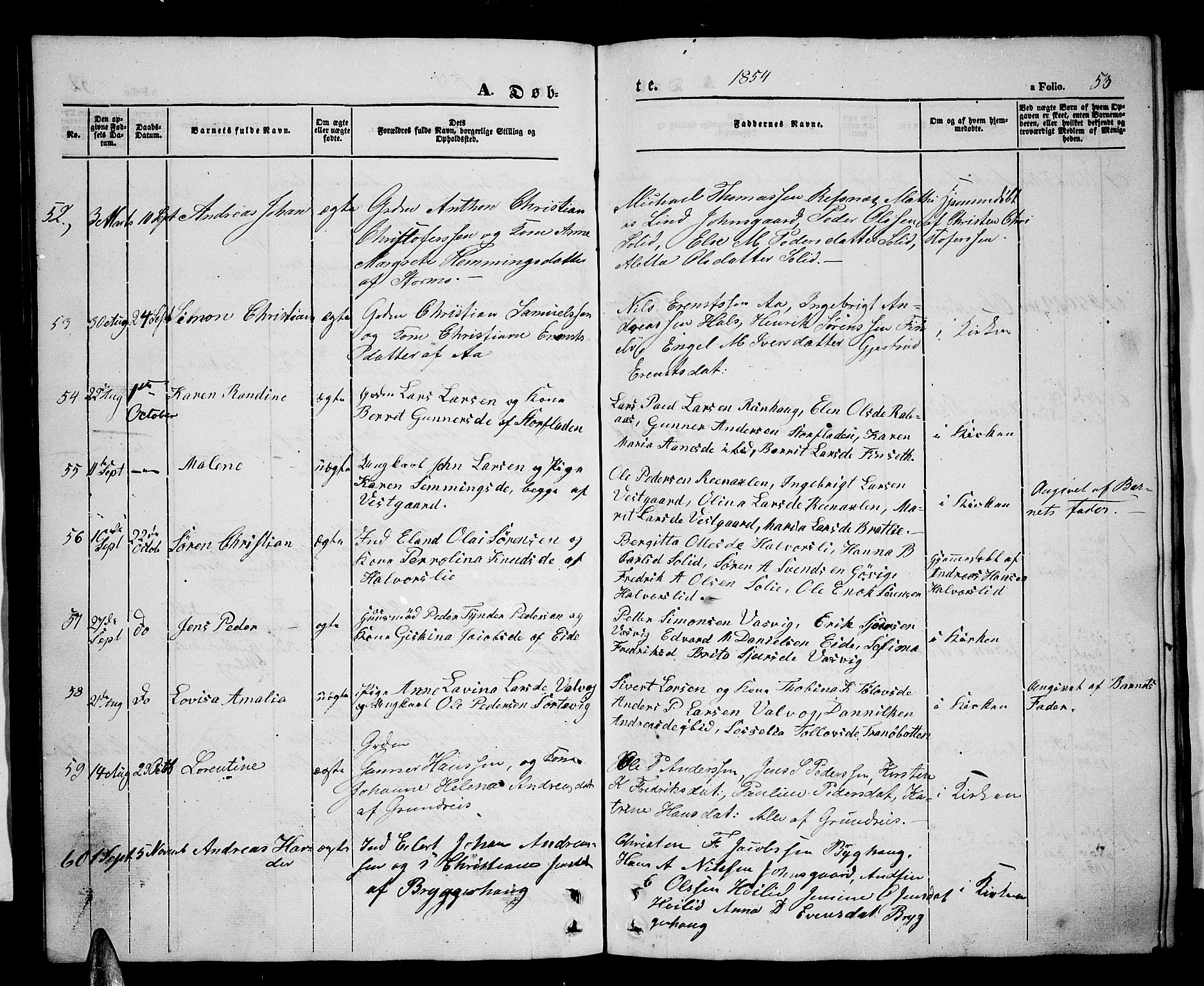 Tranøy sokneprestkontor, SATØ/S-1313/I/Ia/Iab/L0002klokker: Parish register (copy) no. 2, 1847-1860, p. 53