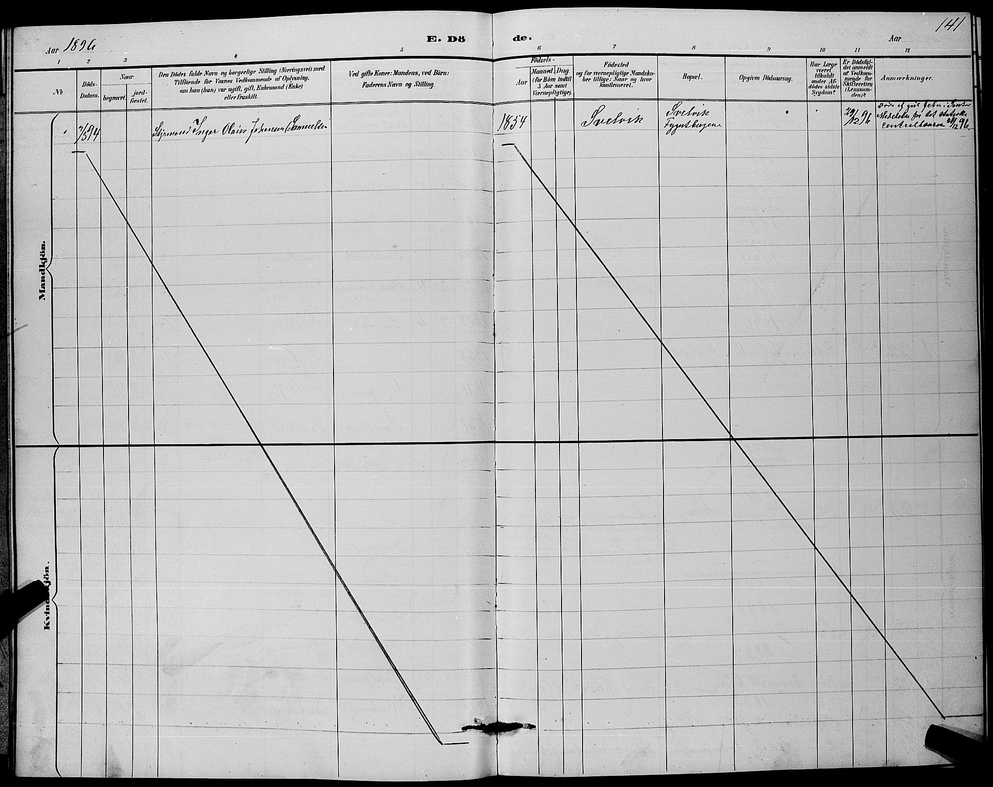 Strømm kirkebøker, AV/SAKO-A-322/G/Gb/L0001: Parish register (copy) no. II 1, 1889-1896, p. 141