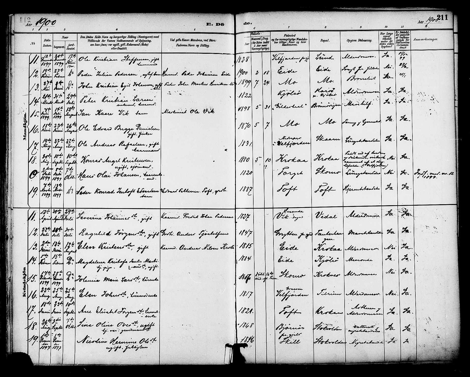 Ministerialprotokoller, klokkerbøker og fødselsregistre - Nordland, AV/SAT-A-1459/813/L0200: Parish register (official) no. 813A10, 1886-1900, p. 211