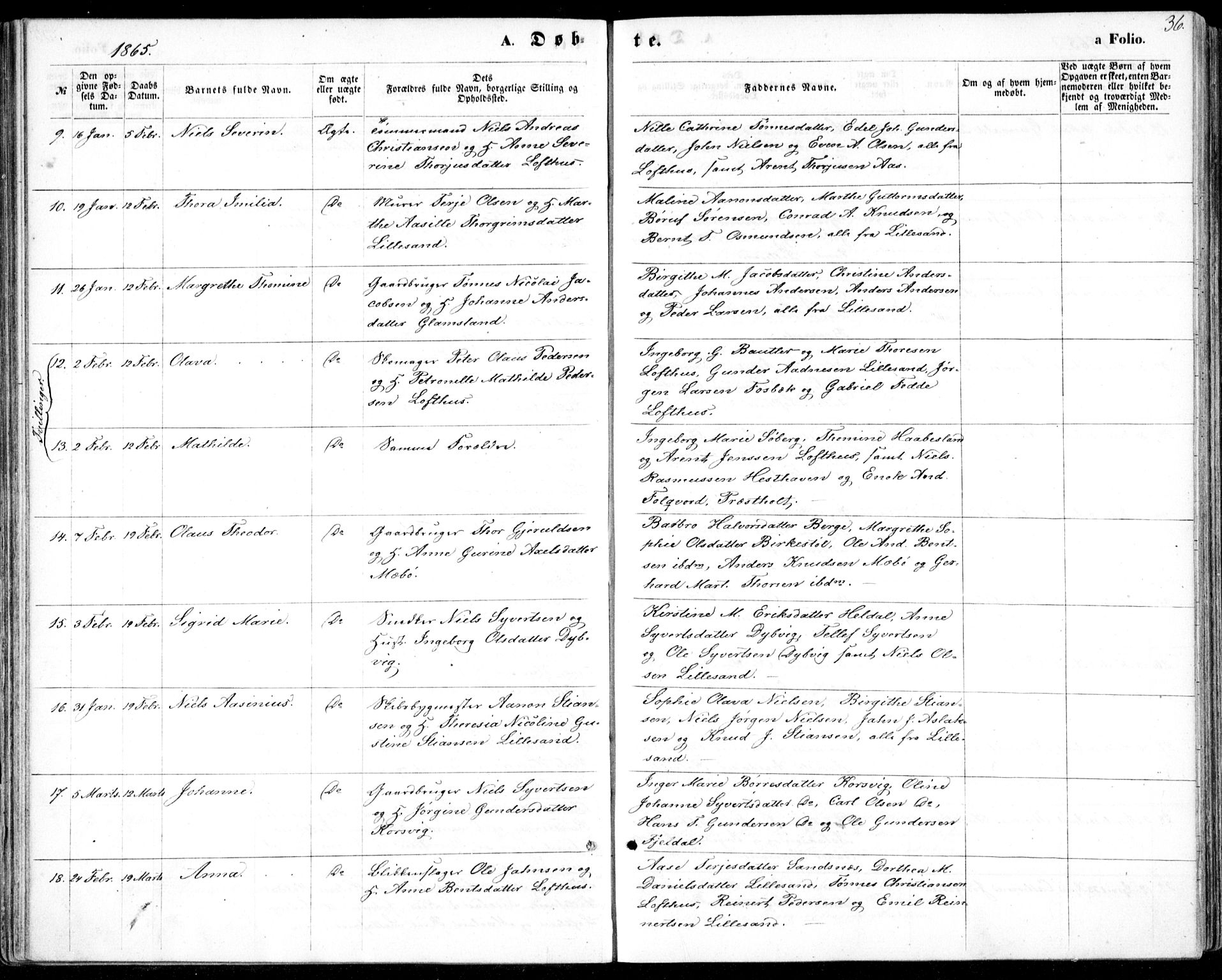 Vestre Moland sokneprestkontor, AV/SAK-1111-0046/F/Fb/Fbb/L0004: Parish register (copy) no. B 4, 1861-1872, p. 36