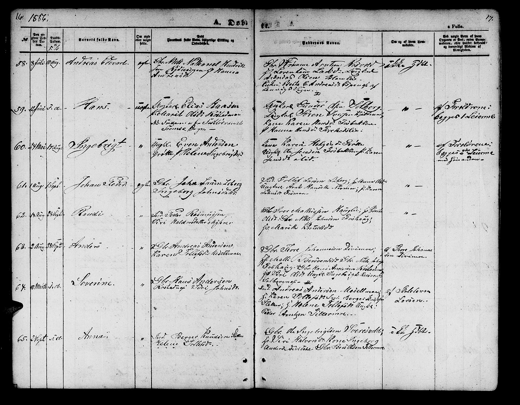 Målselv sokneprestembete, AV/SATØ-S-1311/G/Ga/Gab/L0001klokker: Parish register (copy) no. 1, 1856-1866, p. 16-17