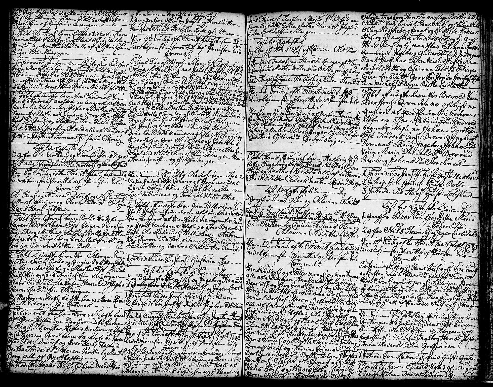 Ibestad sokneprestembete, AV/SATØ-S-0077/H/Ha/Hab/L0001klokker: Parish register (copy) no. 1, 1776-1808, p. 250-251