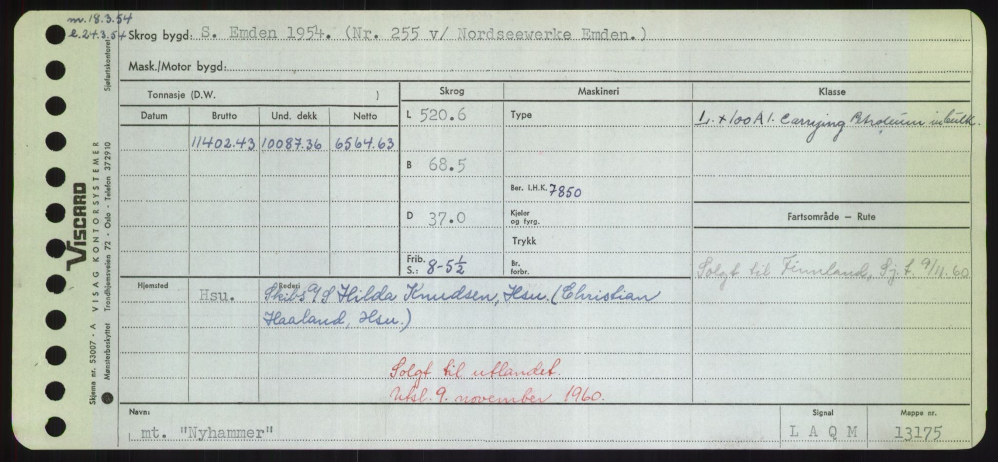 Sjøfartsdirektoratet med forløpere, Skipsmålingen, AV/RA-S-1627/H/Hd/L0027: Fartøy, Norhop-Nør, p. 427