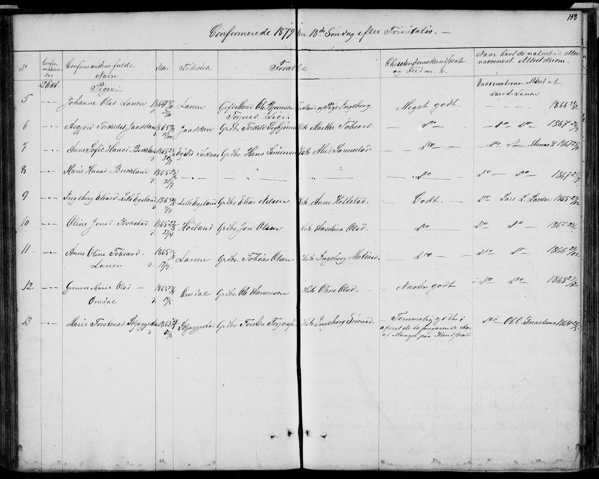 Hægebostad sokneprestkontor, AV/SAK-1111-0024/F/Fb/Fba/L0002: Parish register (copy) no. B 2, 1851-1882, p. 158