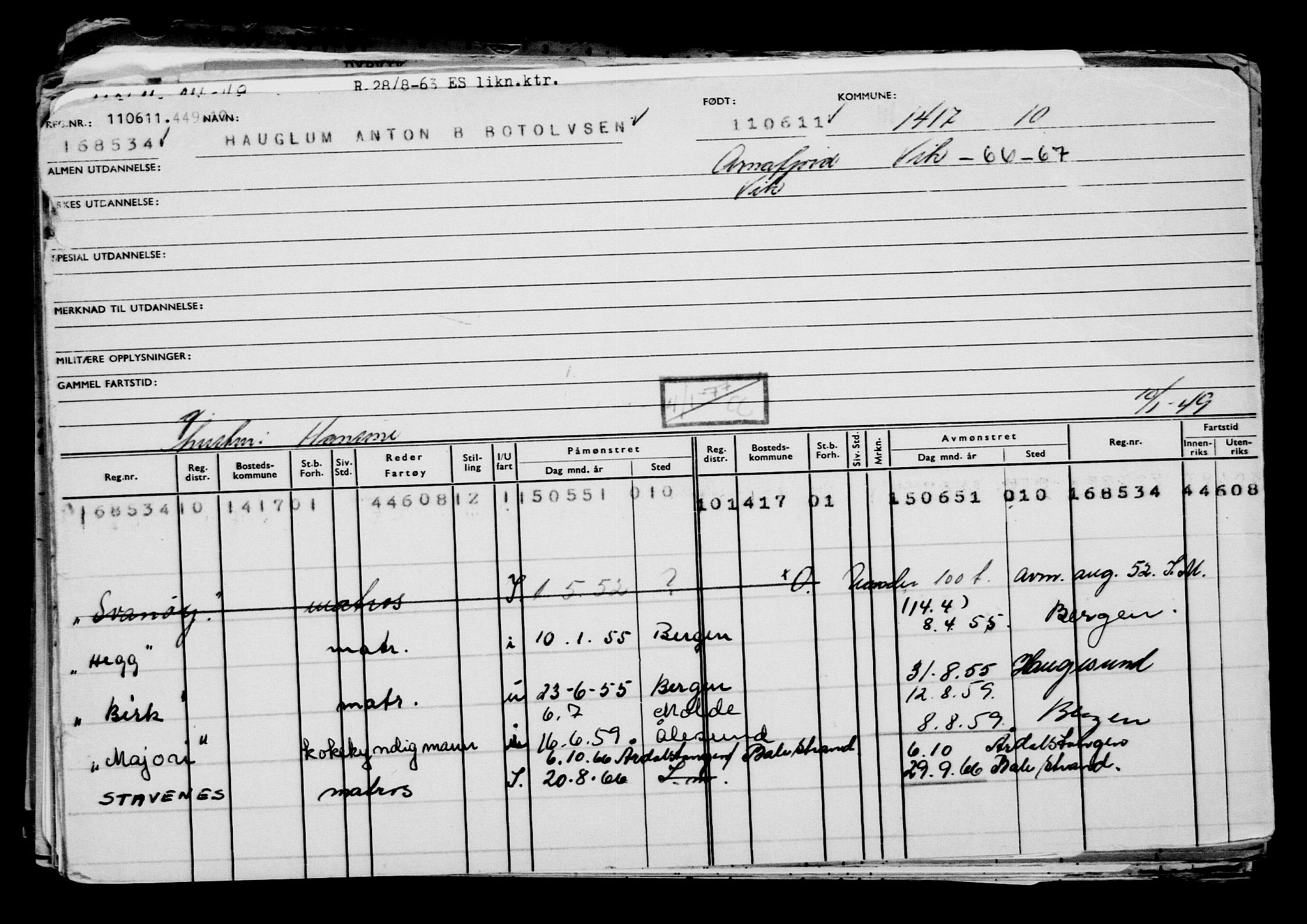 Direktoratet for sjømenn, AV/RA-S-3545/G/Gb/L0097: Hovedkort, 1911, p. 148