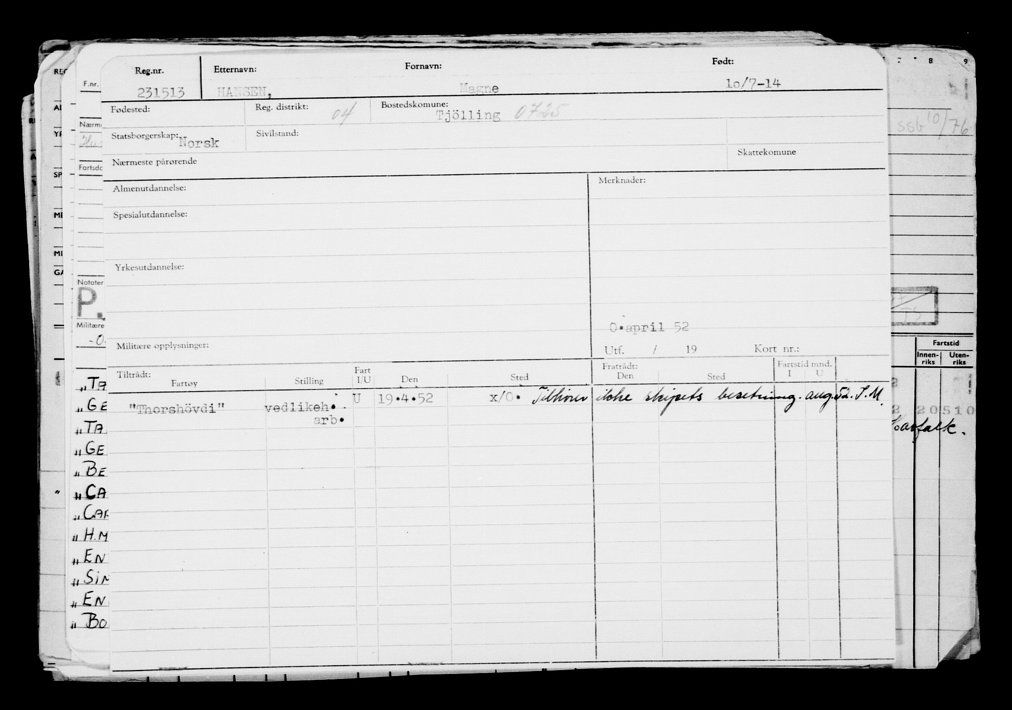 Direktoratet for sjømenn, AV/RA-S-3545/G/Gb/L0122: Hovedkort, 1914, p. 397