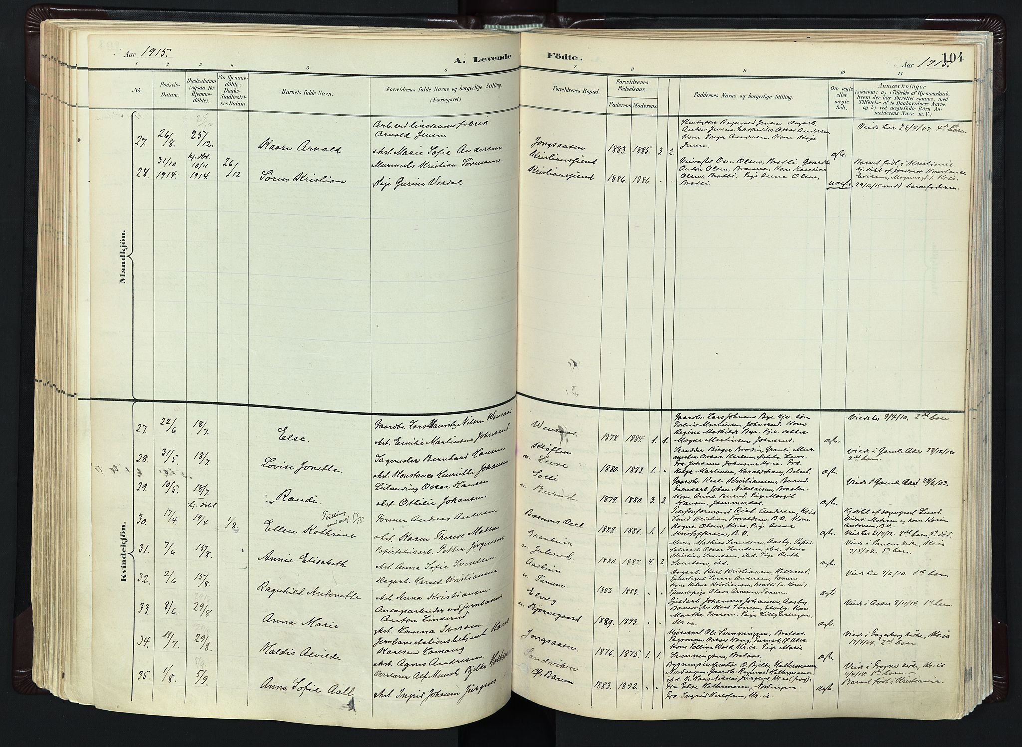 Vestre Bærum prestekontor Kirkebøker, AV/SAO-A-10209a/F/Fa/L0001: Parish register (official) no. 1, 1896-1923, p. 104