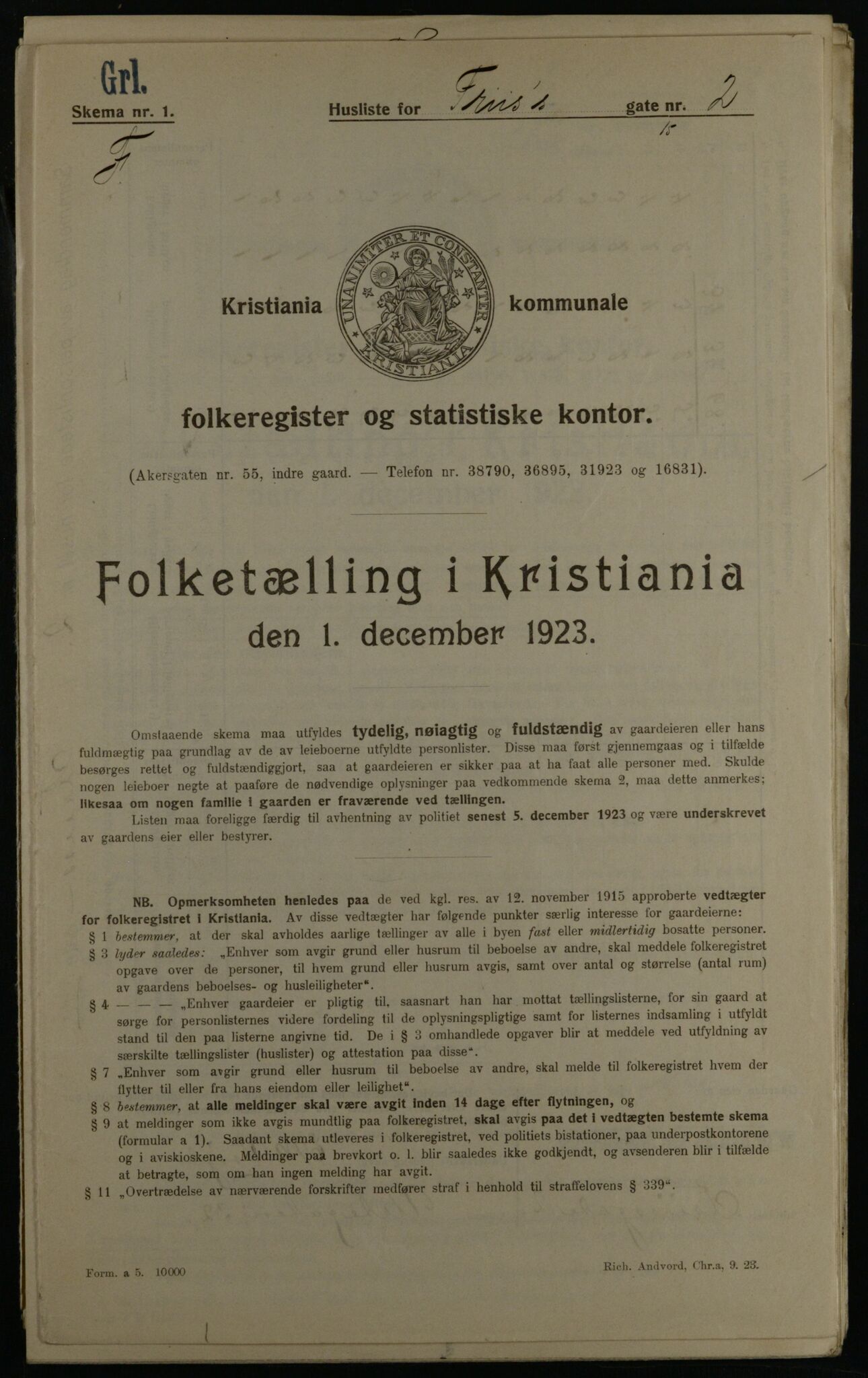 OBA, Municipal Census 1923 for Kristiania, 1923, p. 30156