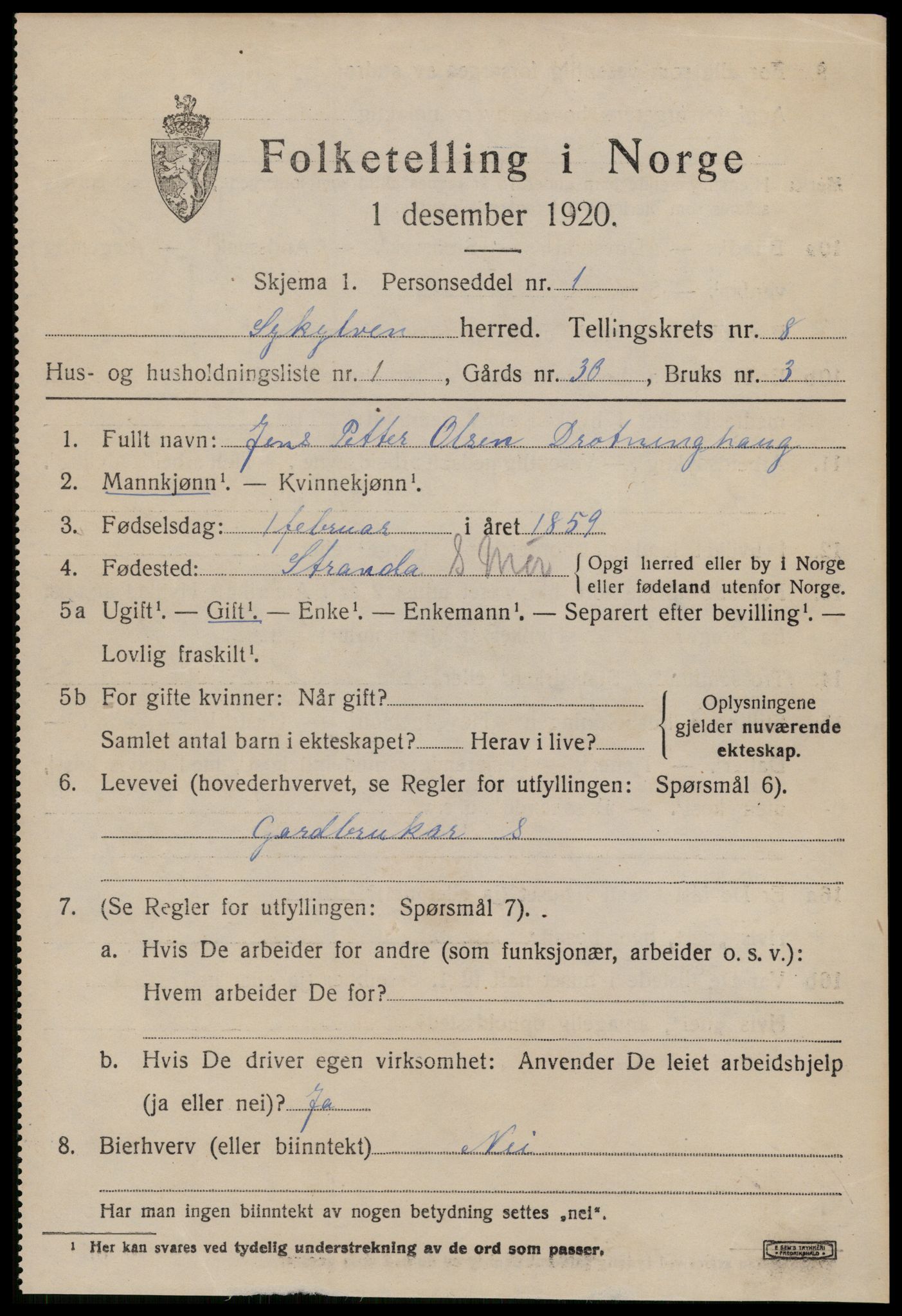 SAT, 1920 census for Sykkylven, 1920, p. 4235