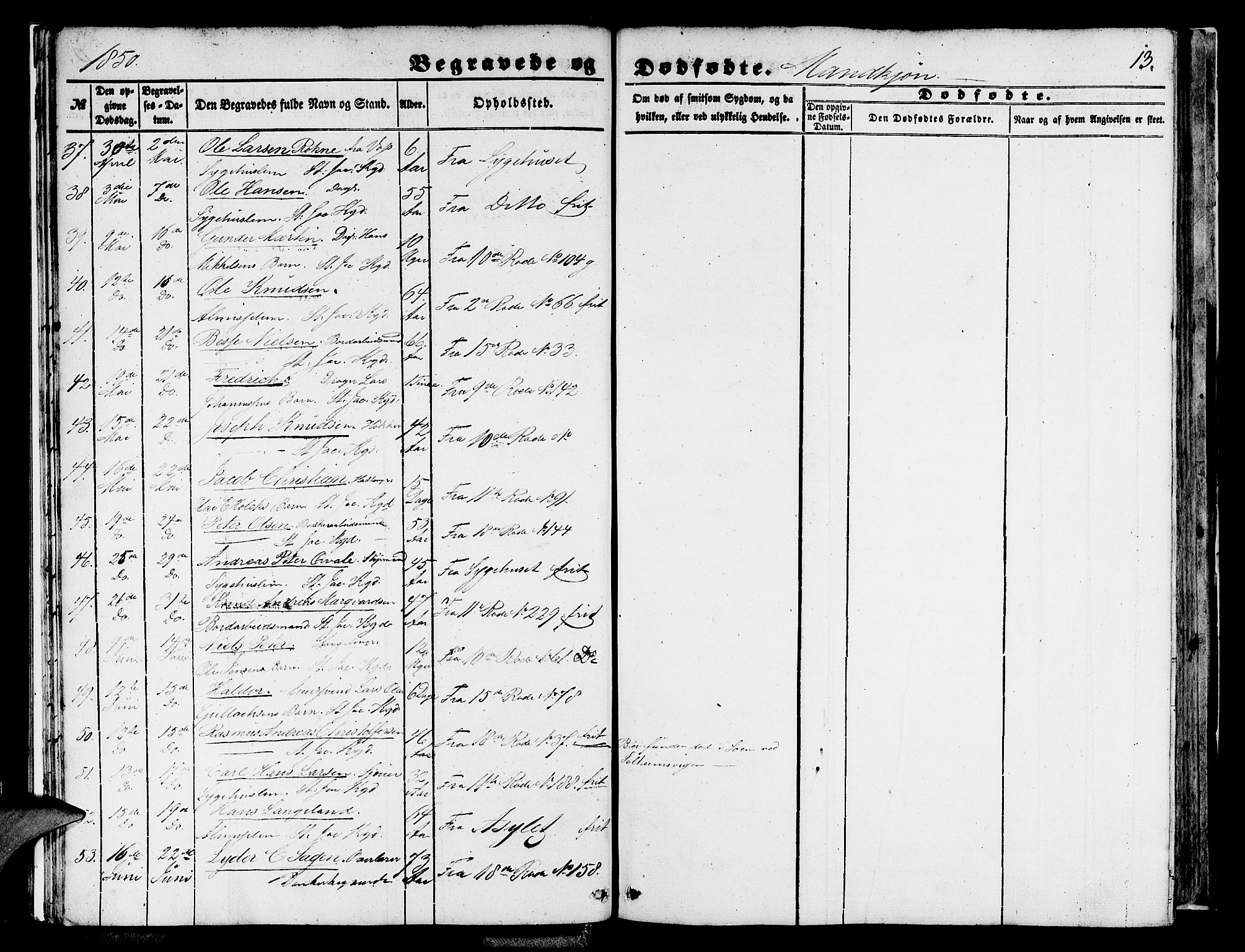 Domkirken sokneprestembete, SAB/A-74801/H/Hab/L0038: Parish register (copy) no. E 2, 1847-1859, p. 13