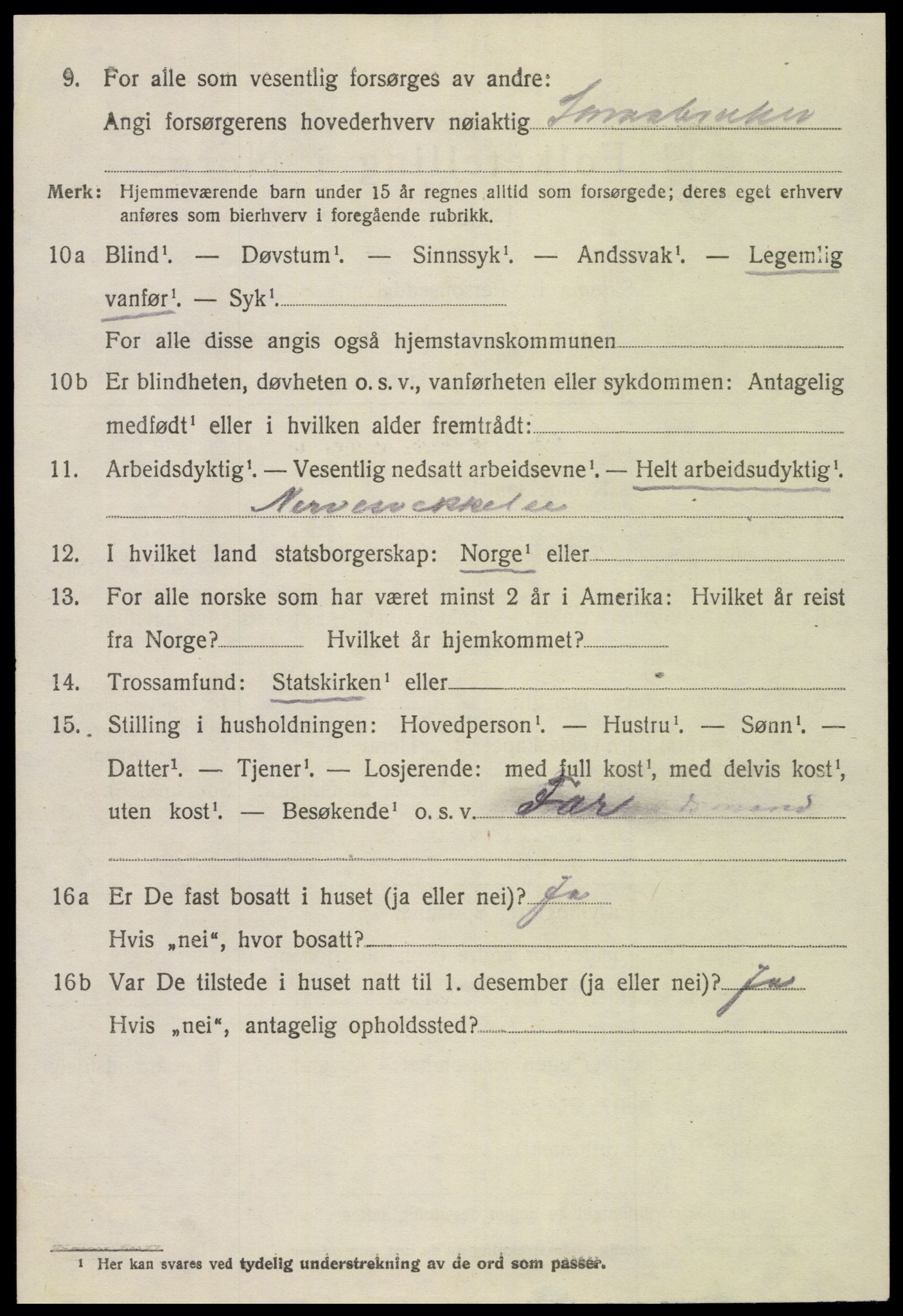 SAT, 1920 census for Veøy, 1920, p. 3080