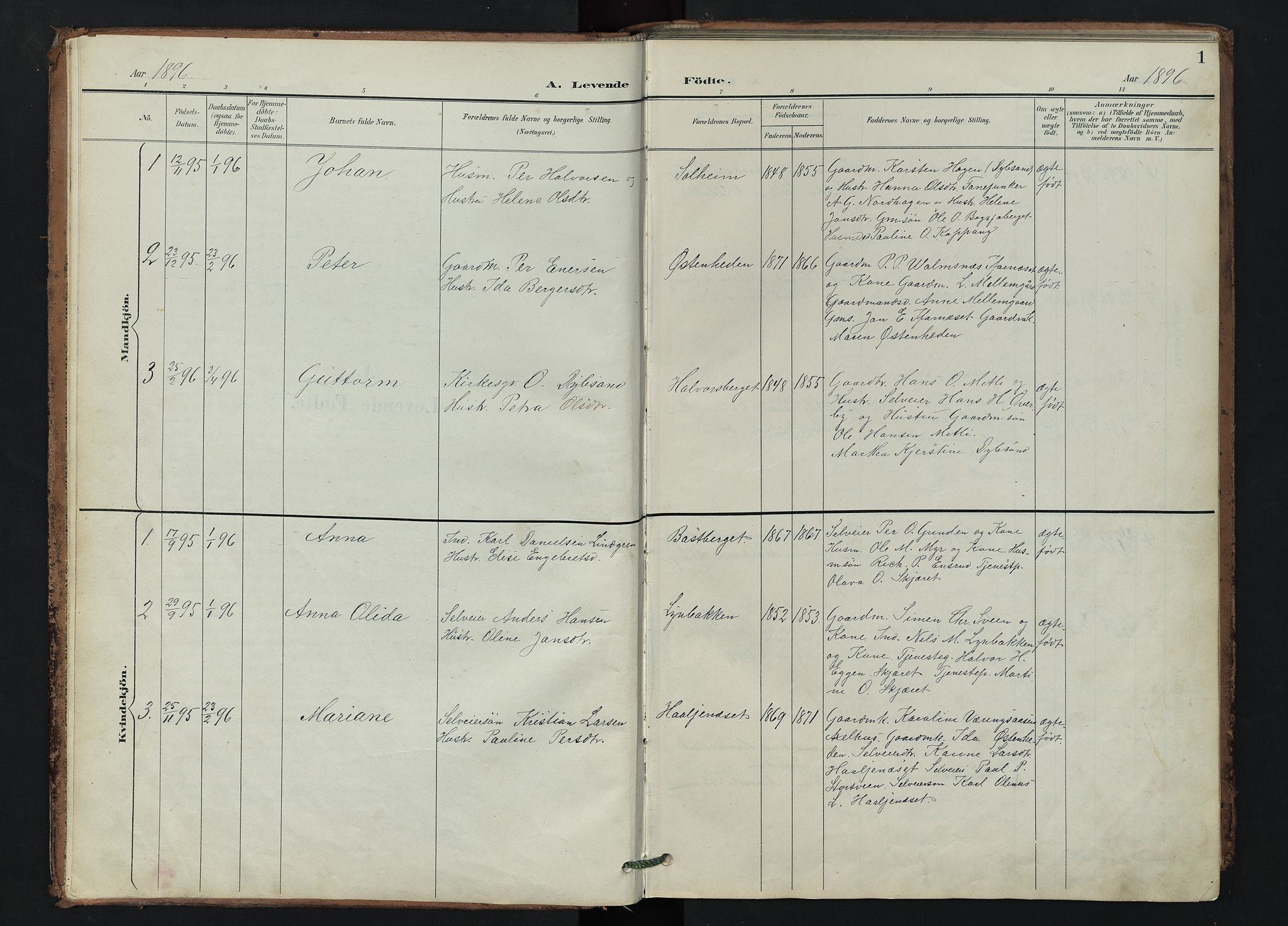 Trysil prestekontor, AV/SAH-PREST-046/H/Ha/Hab/L0007: Parish register (copy) no. 7, 1896-1948, p. 1