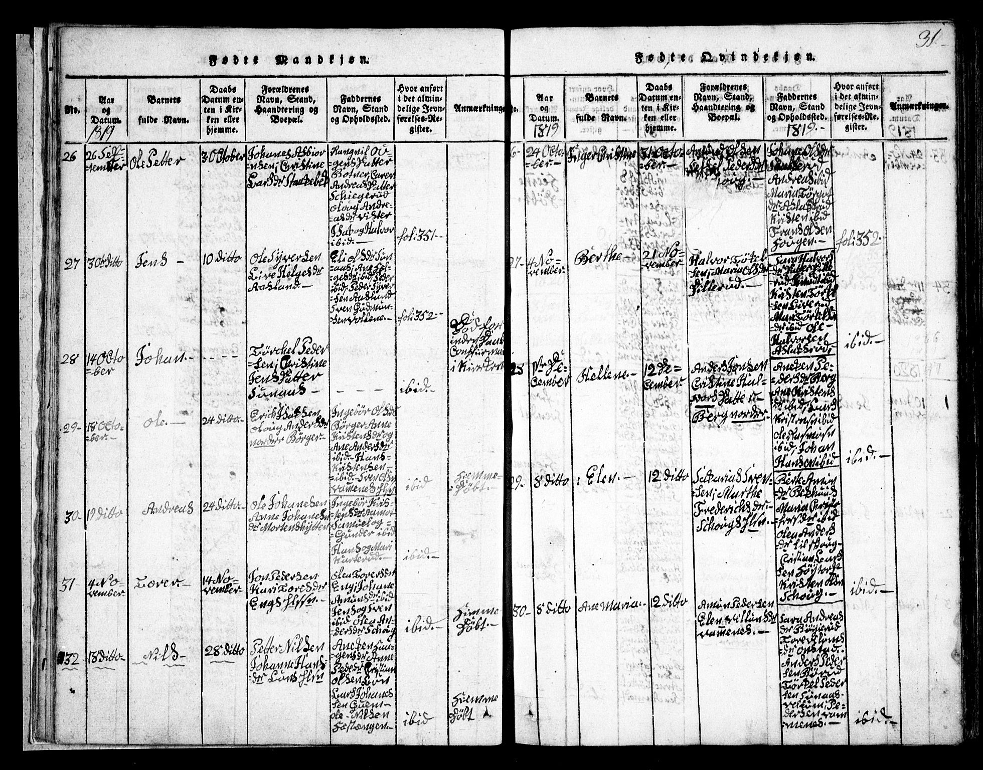 Skiptvet prestekontor Kirkebøker, SAO/A-20009/G/Ga/L0001: Parish register (copy) no. 1, 1815-1838, p. 31