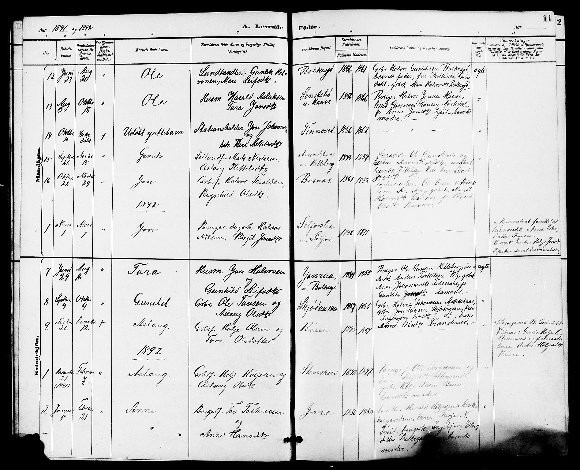Gransherad kirkebøker, SAKO/A-267/G/Ga/L0003: Parish register (copy) no. I 3, 1887-1915, p. 11
