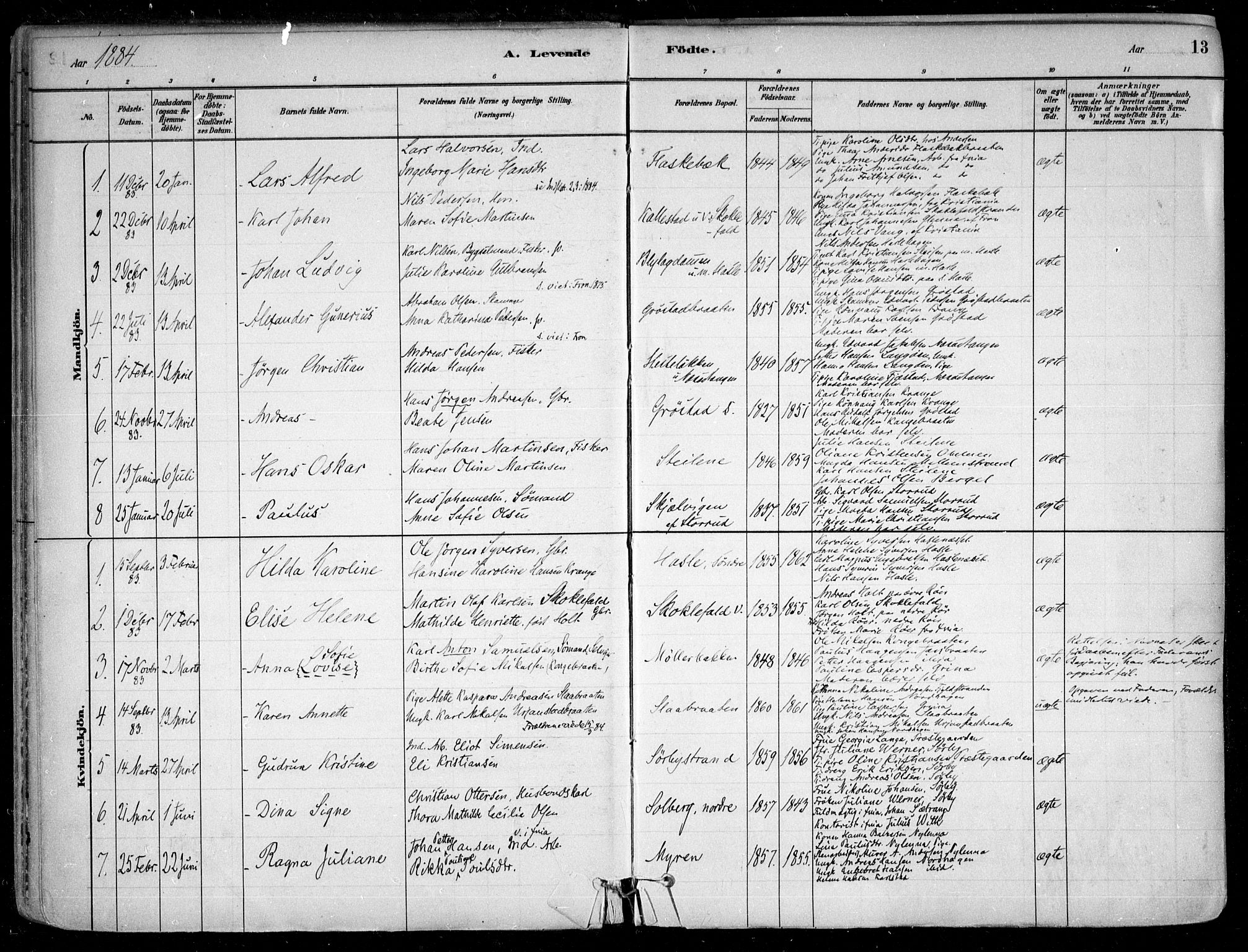 Nesodden prestekontor Kirkebøker, SAO/A-10013/F/Fa/L0009: Parish register (official) no. I 9, 1880-1915, p. 13