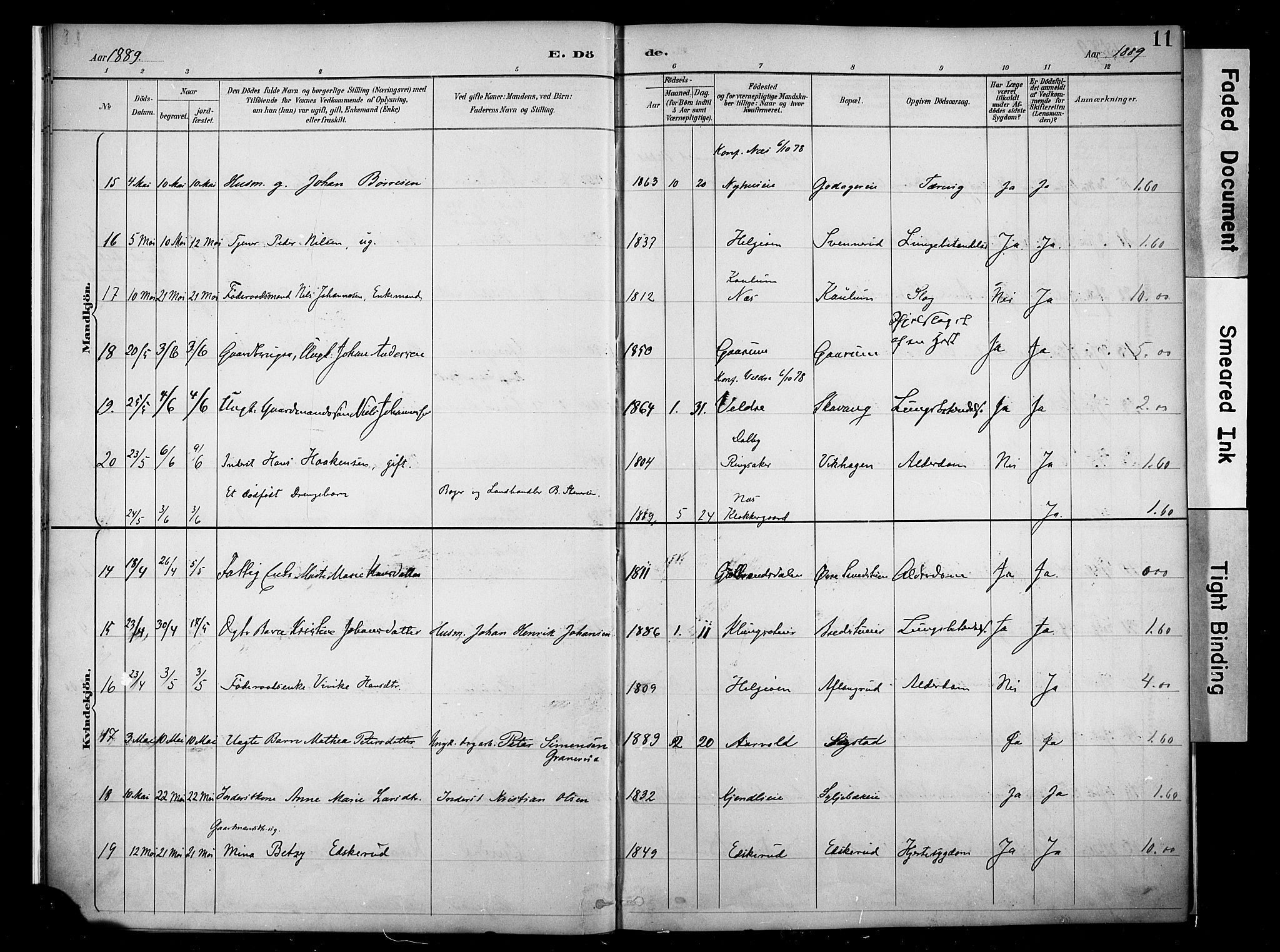 Nes prestekontor, Hedmark, AV/SAH-PREST-020/K/Ka/L0011: Parish register (official) no. 11, 1887-1905, p. 11