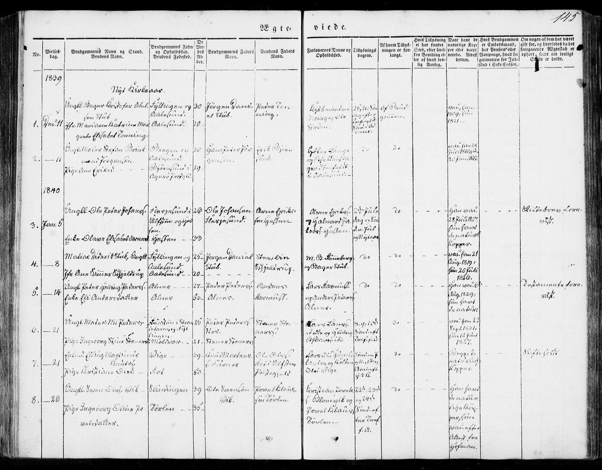 Ministerialprotokoller, klokkerbøker og fødselsregistre - Møre og Romsdal, AV/SAT-A-1454/528/L0396: Parish register (official) no. 528A07, 1839-1847, p. 145