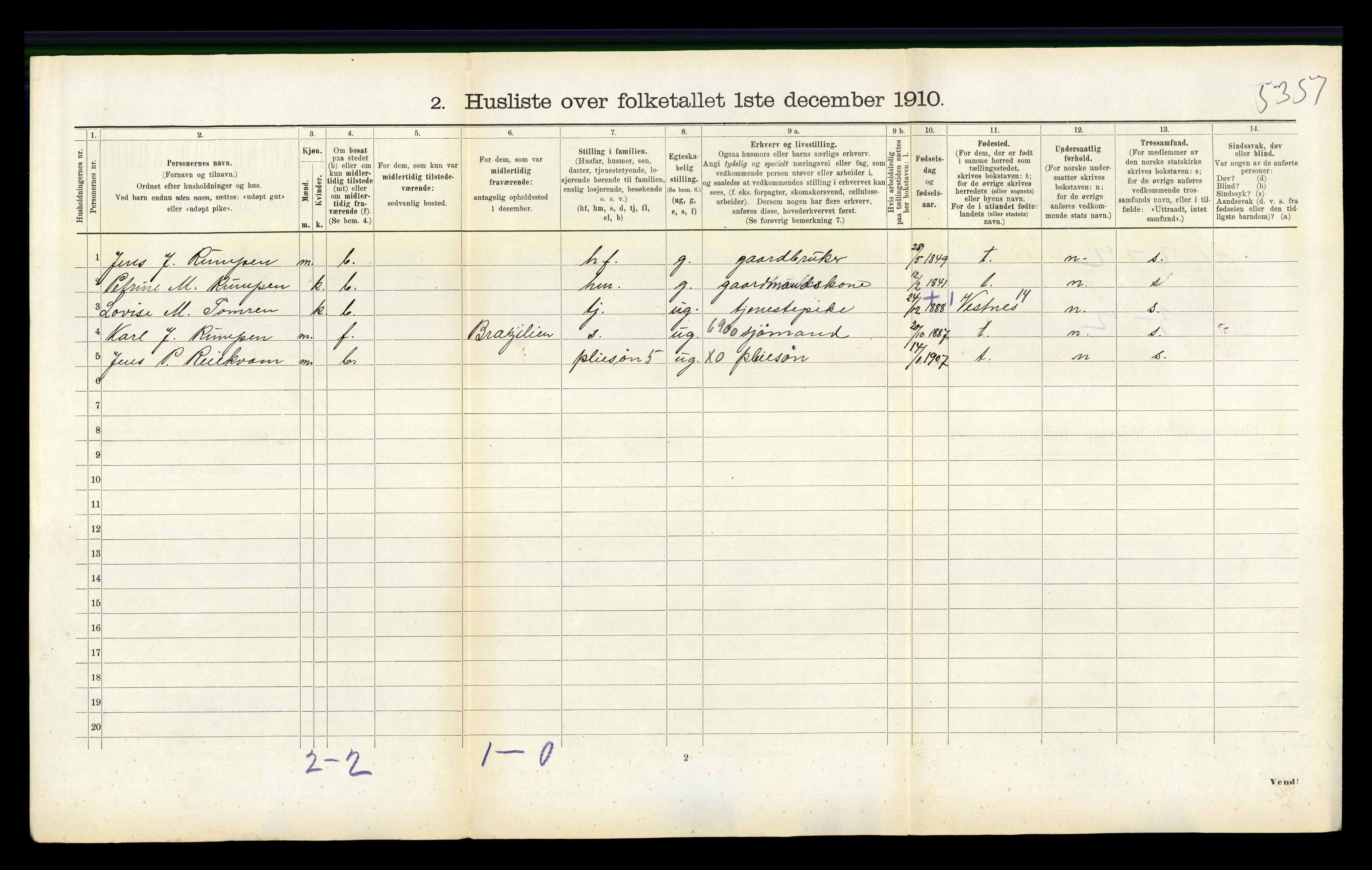 RA, 1910 census for Skodje, 1910, p. 160