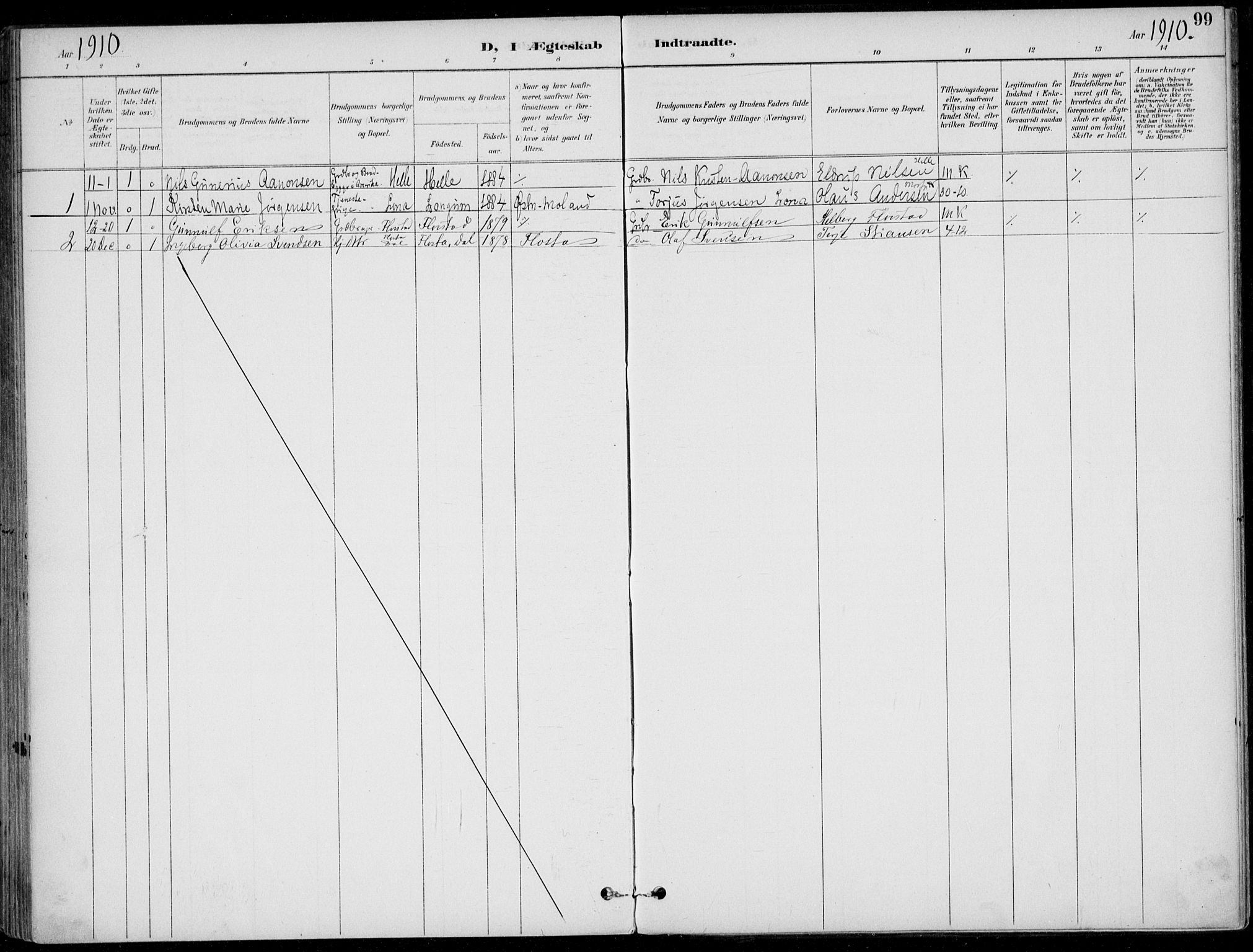 Austre Moland sokneprestkontor, AV/SAK-1111-0001/F/Fa/Faa/L0011: Parish register (official) no. A 11, 1894-1915, p. 99