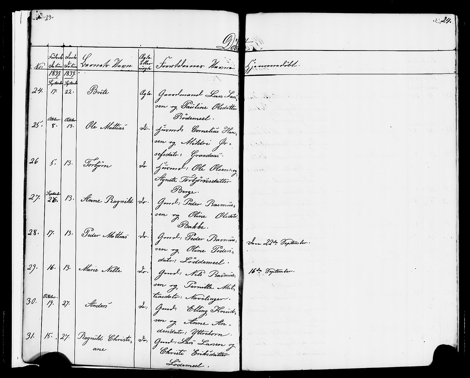 Hornindal sokneprestembete, AV/SAB-A-82401/H/Haa/Haaa/L0001: Parish register (official) no. A 1, 1837-1866, p. 22-23