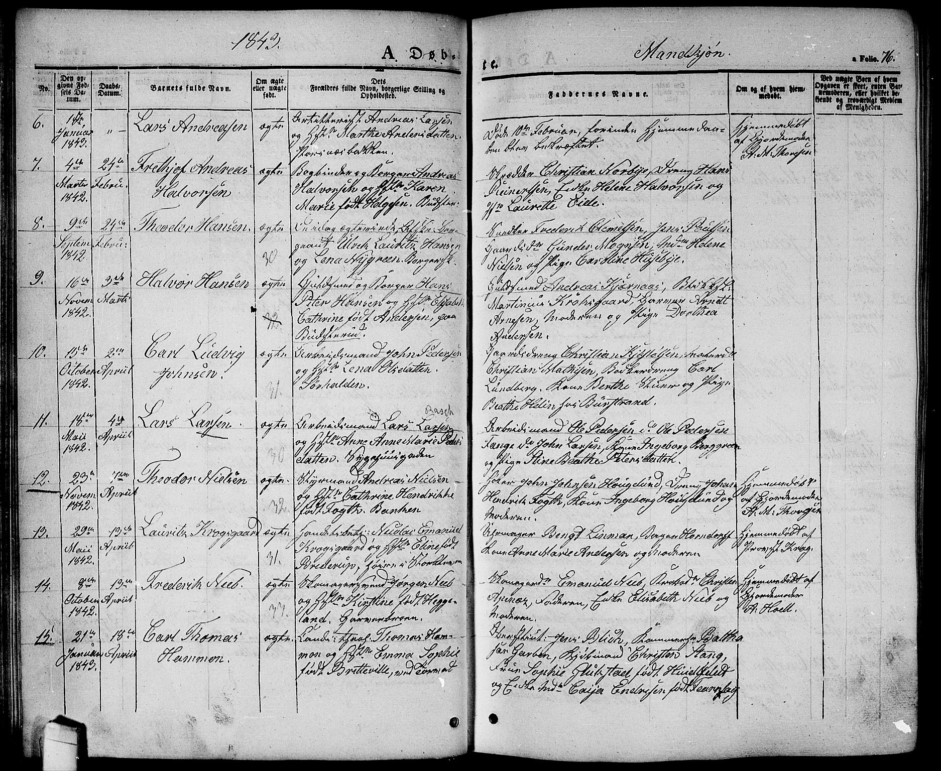 Halden prestekontor Kirkebøker, AV/SAO-A-10909/G/Ga/L0003: Parish register (copy) no. 3, 1834-1844, p. 76