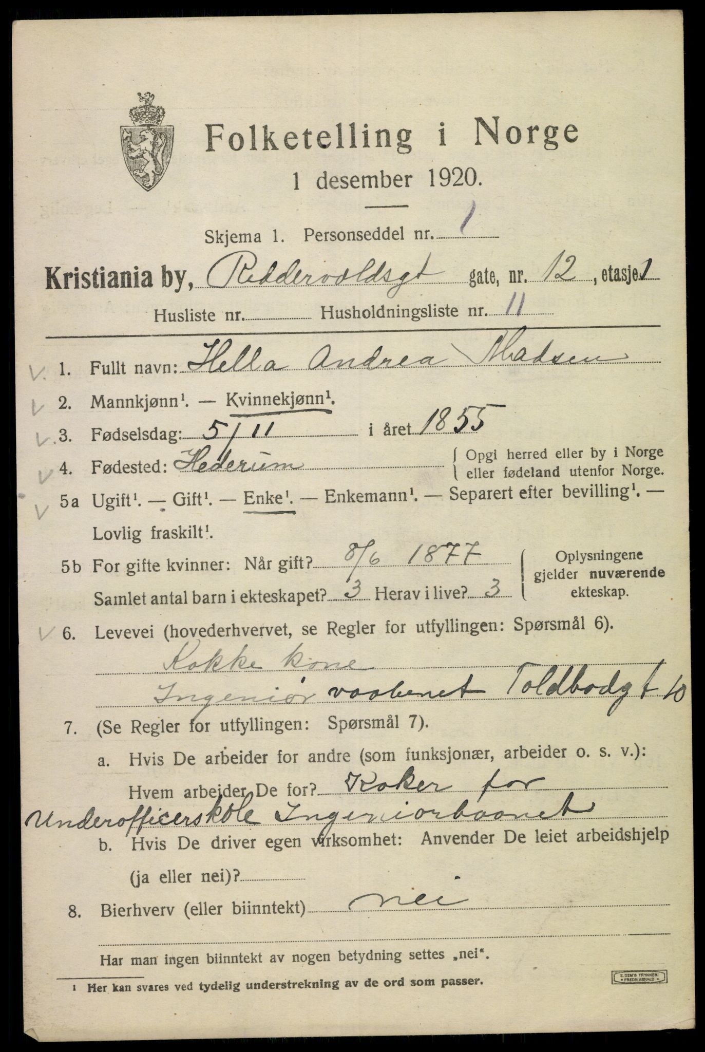 SAO, 1920 census for Kristiania, 1920, p. 462987