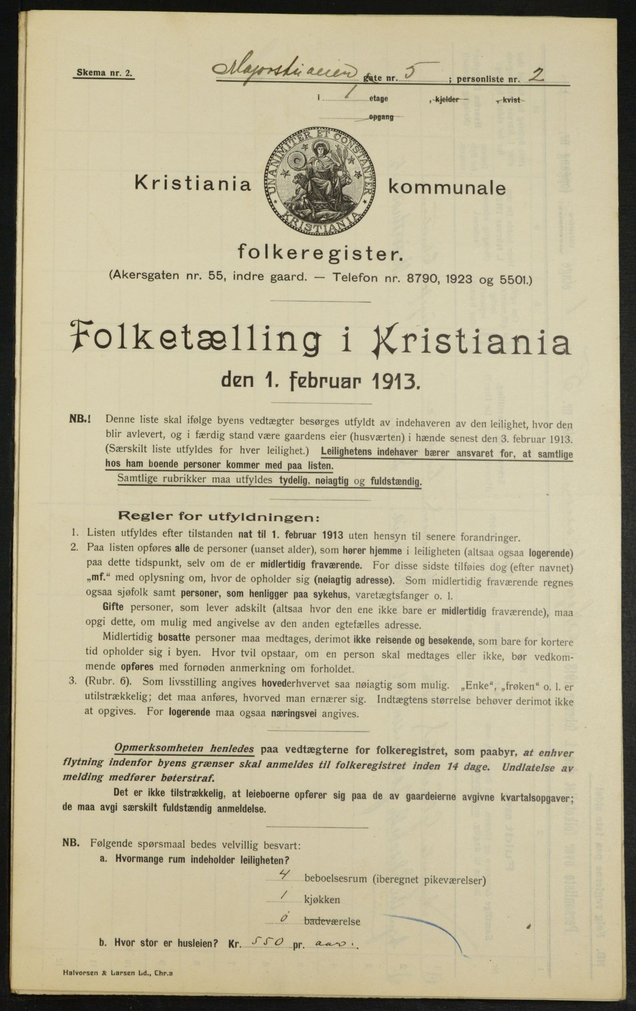 OBA, Municipal Census 1913 for Kristiania, 1913, p. 59412