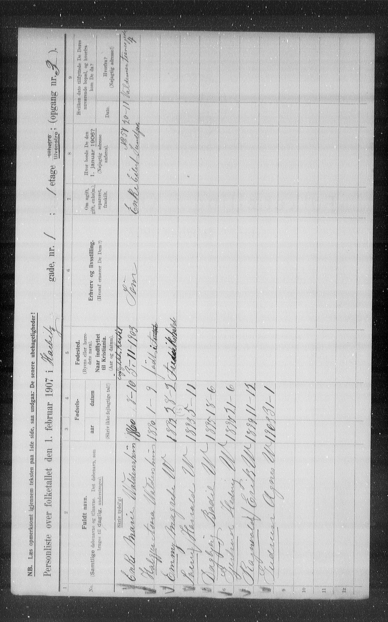 OBA, Municipal Census 1907 for Kristiania, 1907, p. 17977