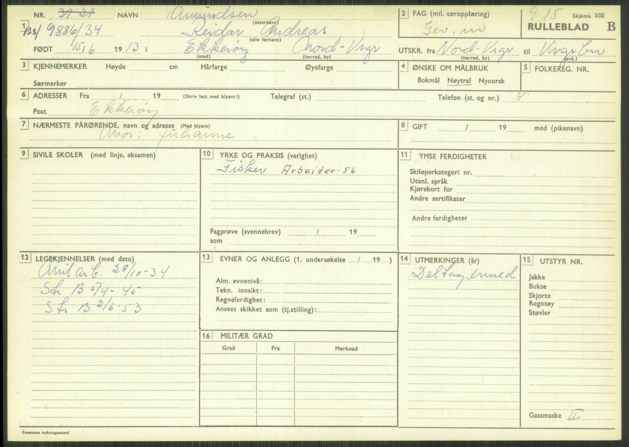 Forsvaret, Varanger bataljon, AV/RA-RAFA-2258/1/D/L0444: Rulleblad for menige født 1913-1914, 1913-1914, p. 14