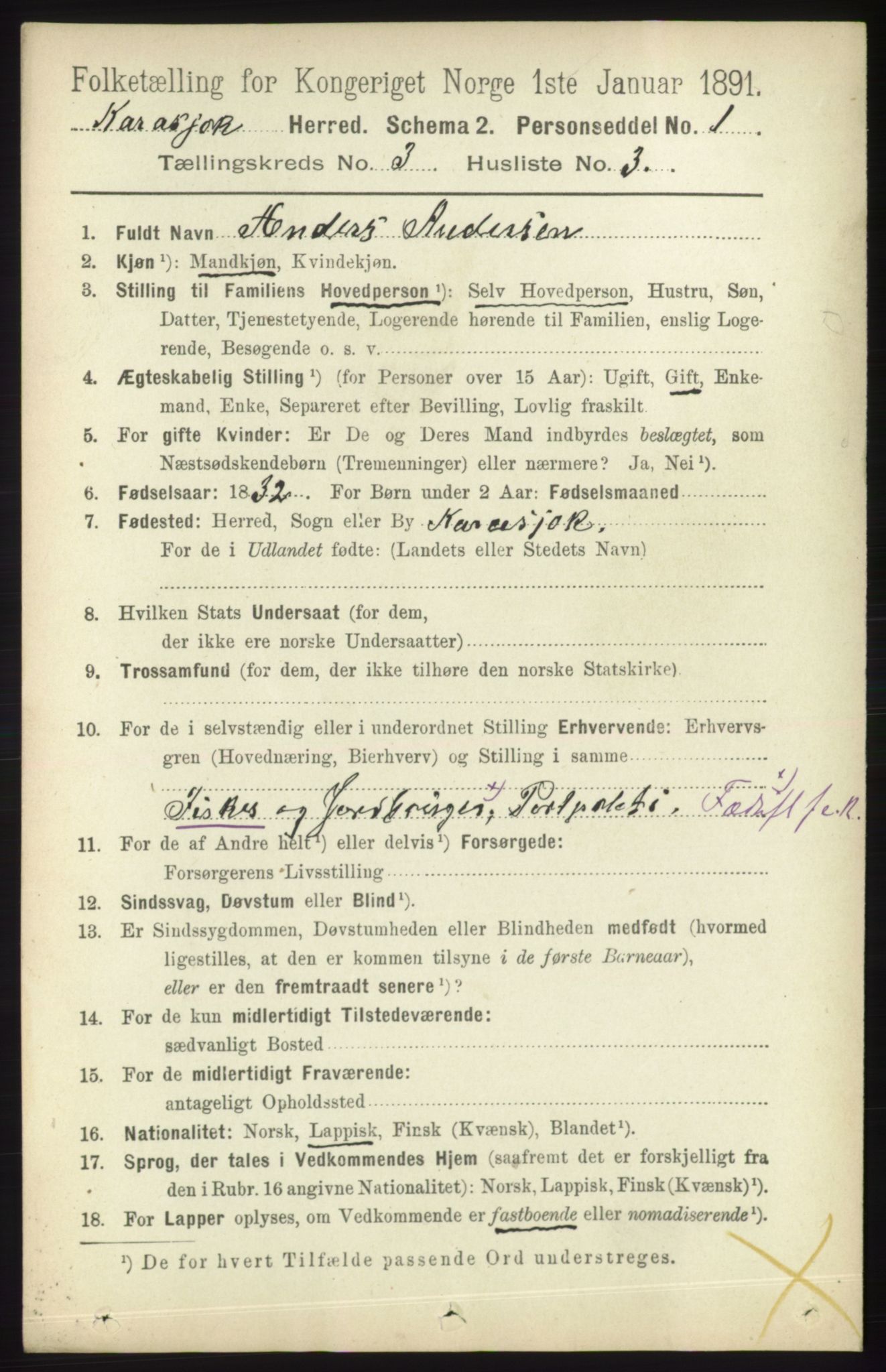 RA, 1891 census for 2021 Karasjok, 1891, p. 566
