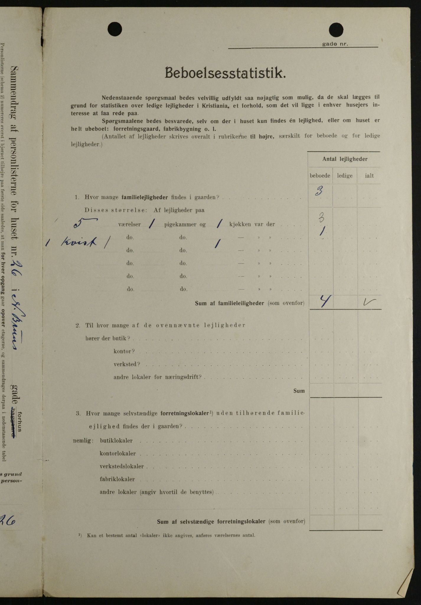 OBA, Municipal Census 1908 for Kristiania, 1908, p. 65057