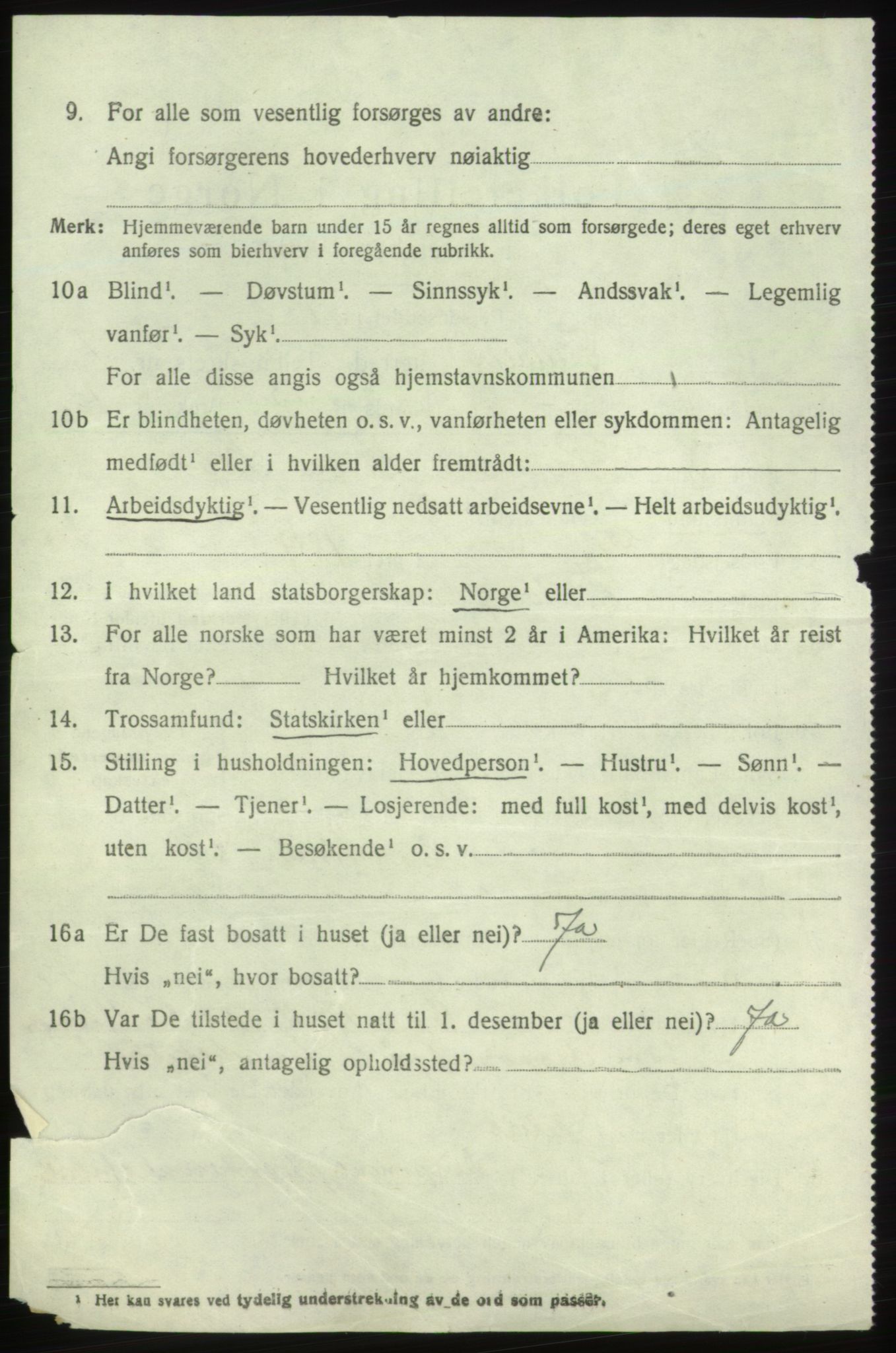 SAB, 1920 census for Fjelberg, 1920, p. 2740