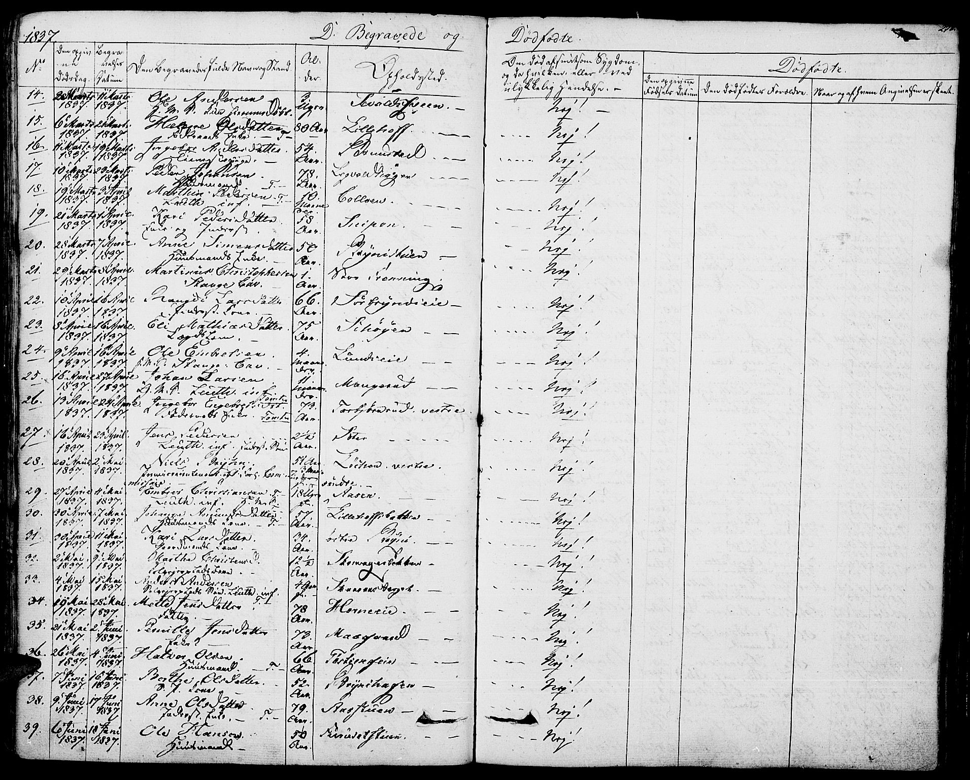 Romedal prestekontor, SAH/PREST-004/K/L0003: Parish register (official) no. 3, 1829-1846, p. 278