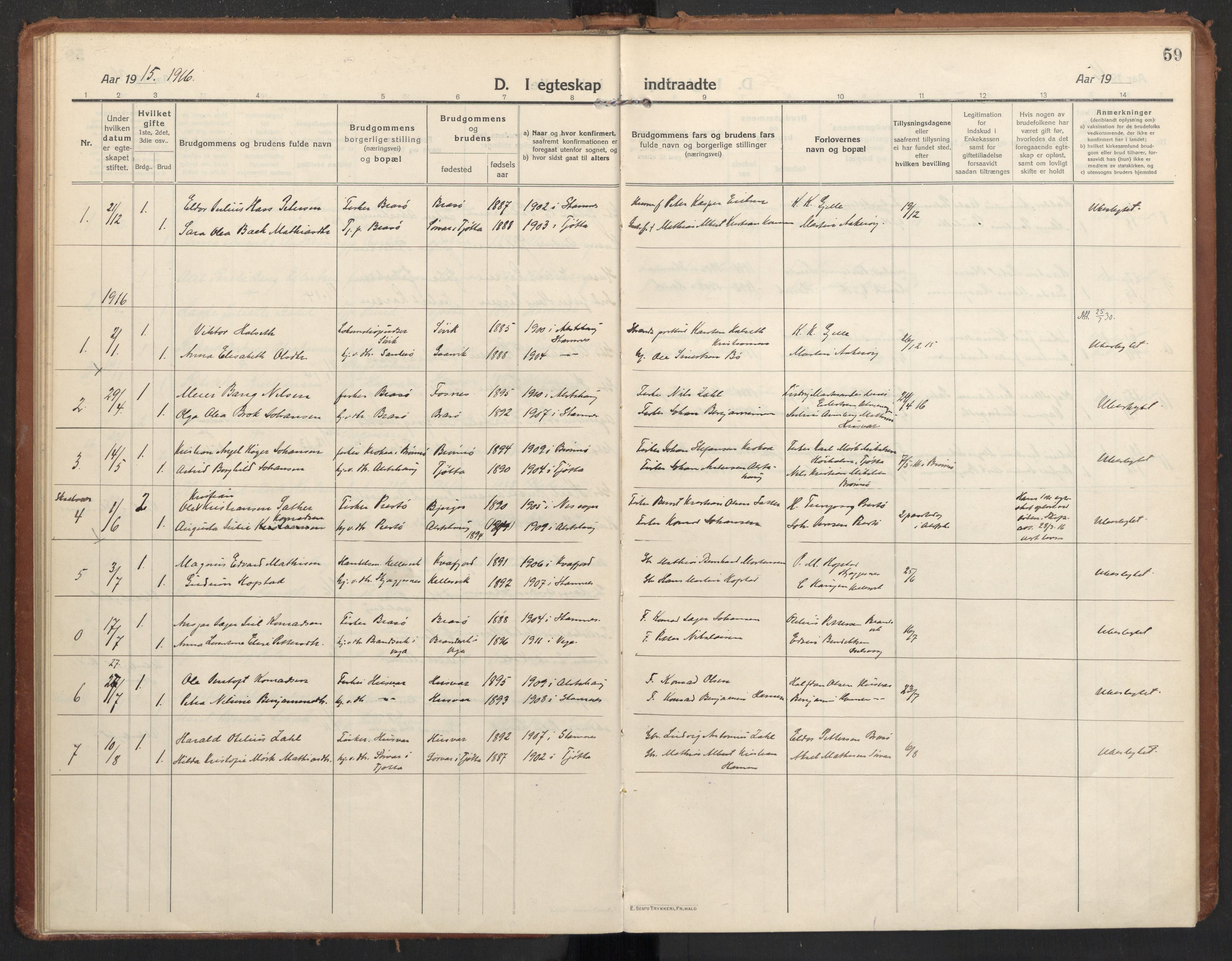 Ministerialprotokoller, klokkerbøker og fødselsregistre - Nordland, AV/SAT-A-1459/830/L0456: Parish register (official) no. 830A20, 1914-1937, p. 59