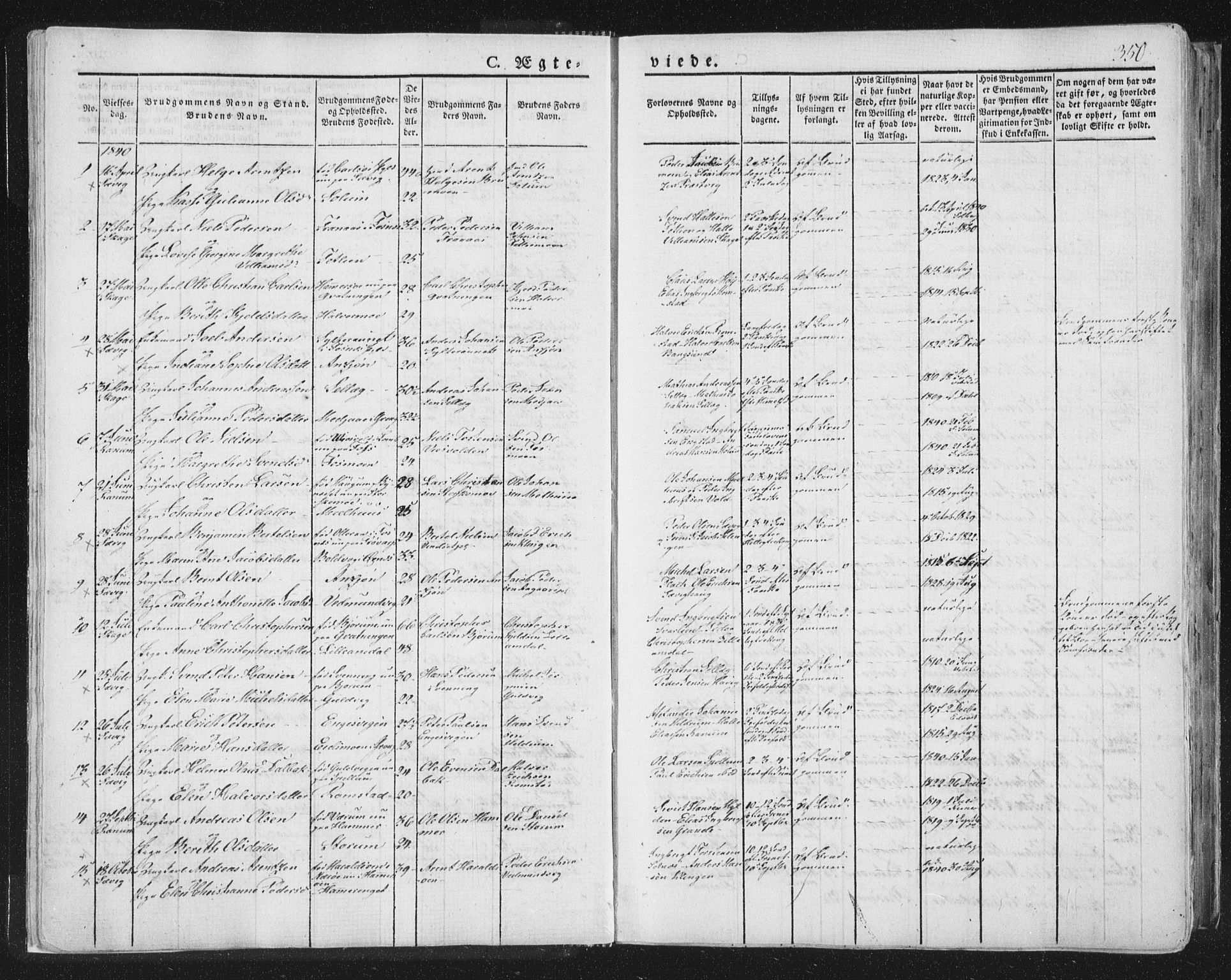 Ministerialprotokoller, klokkerbøker og fødselsregistre - Nord-Trøndelag, SAT/A-1458/764/L0552: Parish register (official) no. 764A07b, 1824-1865, p. 350