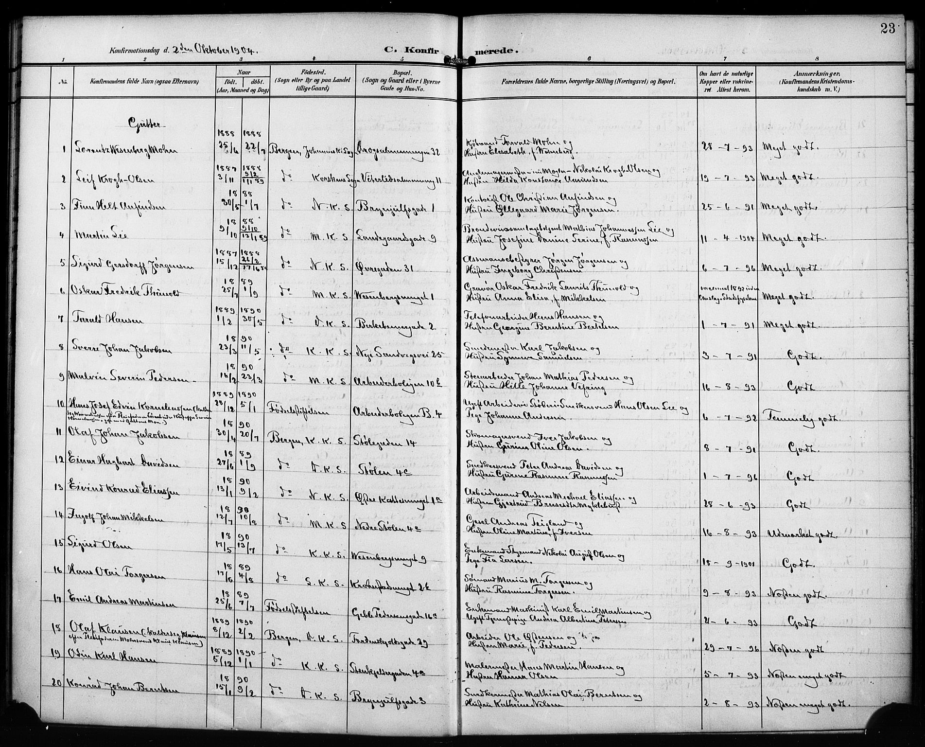 Mariakirken Sokneprestembete, AV/SAB-A-76901/H/Hab/L0009: Parish register (copy) no. A 9, 1901-1919, p. 23