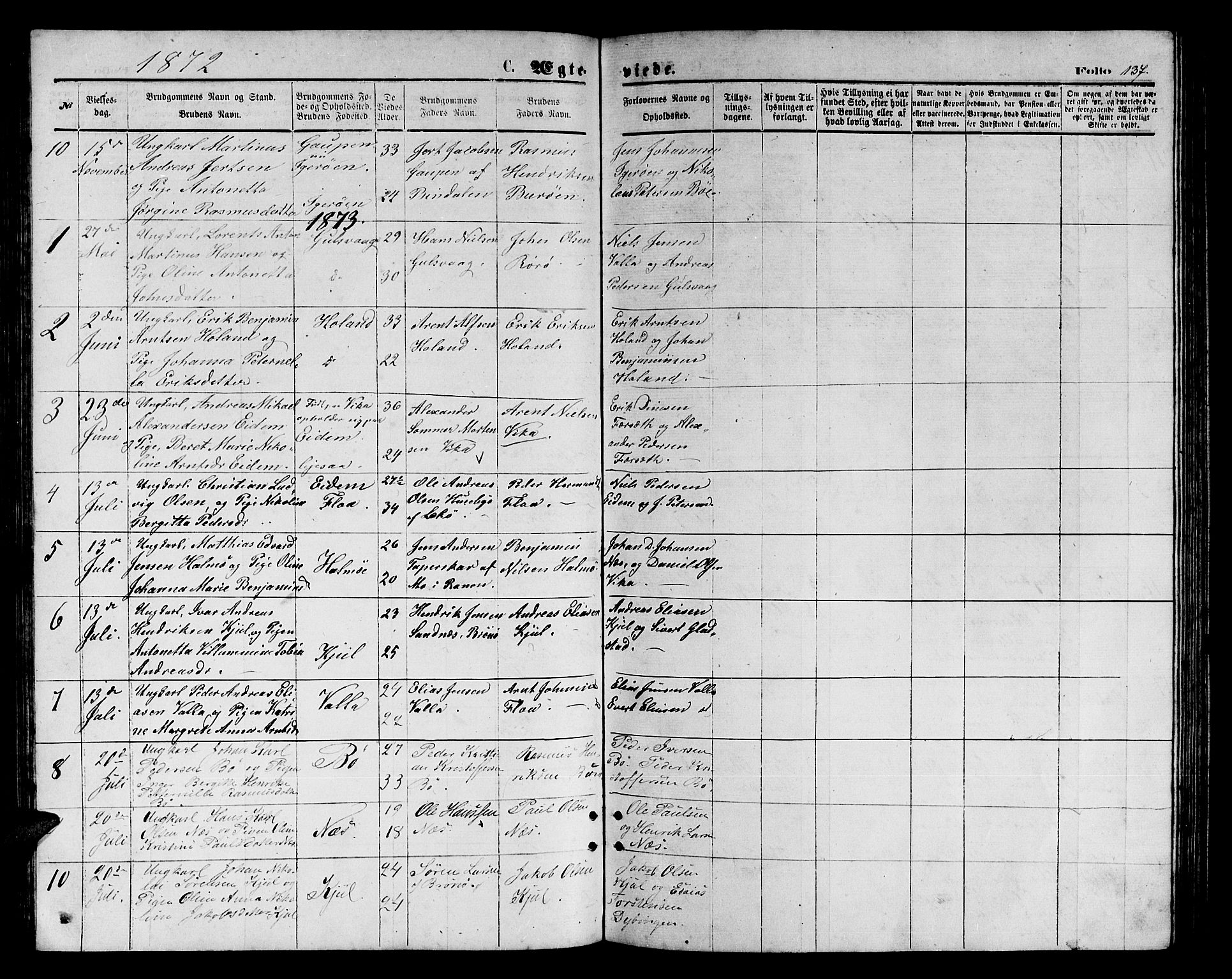 Ministerialprotokoller, klokkerbøker og fødselsregistre - Nordland, AV/SAT-A-1459/816/L0252: Parish register (copy) no. 816C02, 1871-1885, p. 137