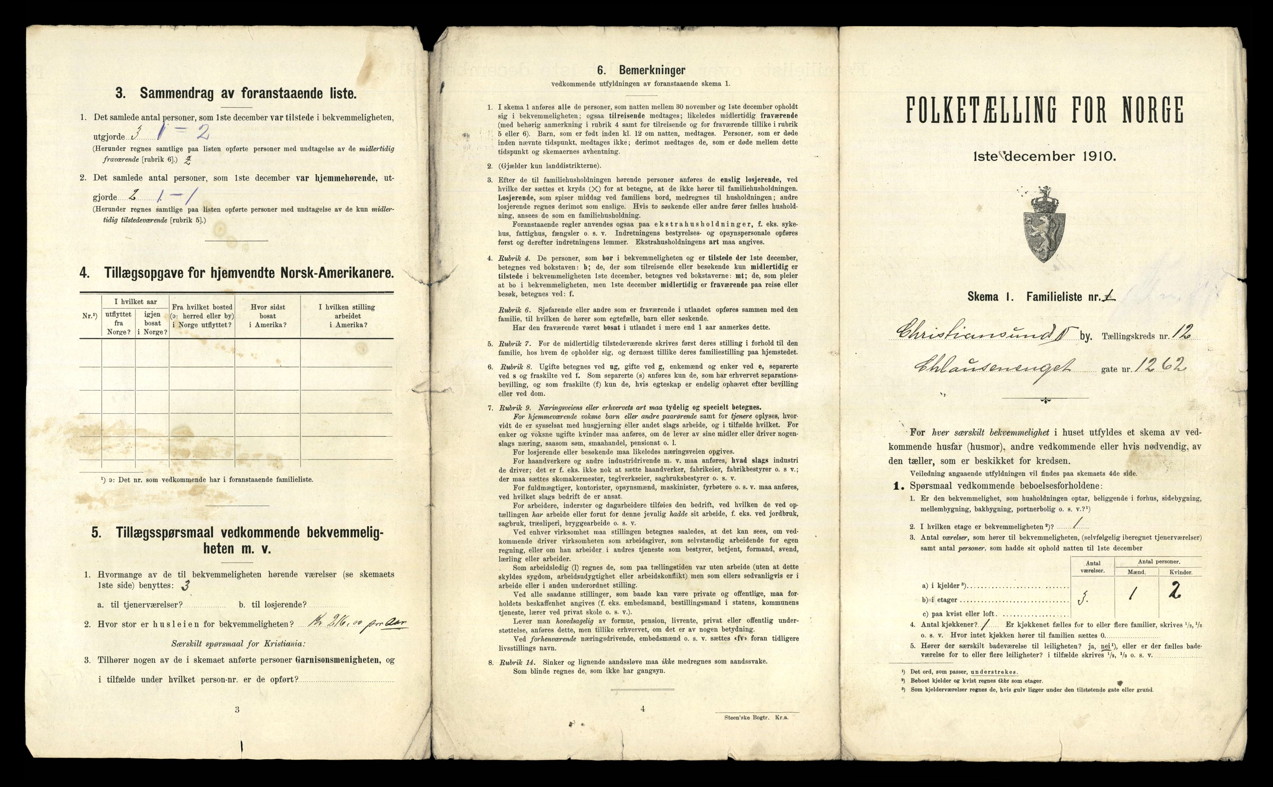 RA, 1910 census for Kristiansund, 1910, p. 3909