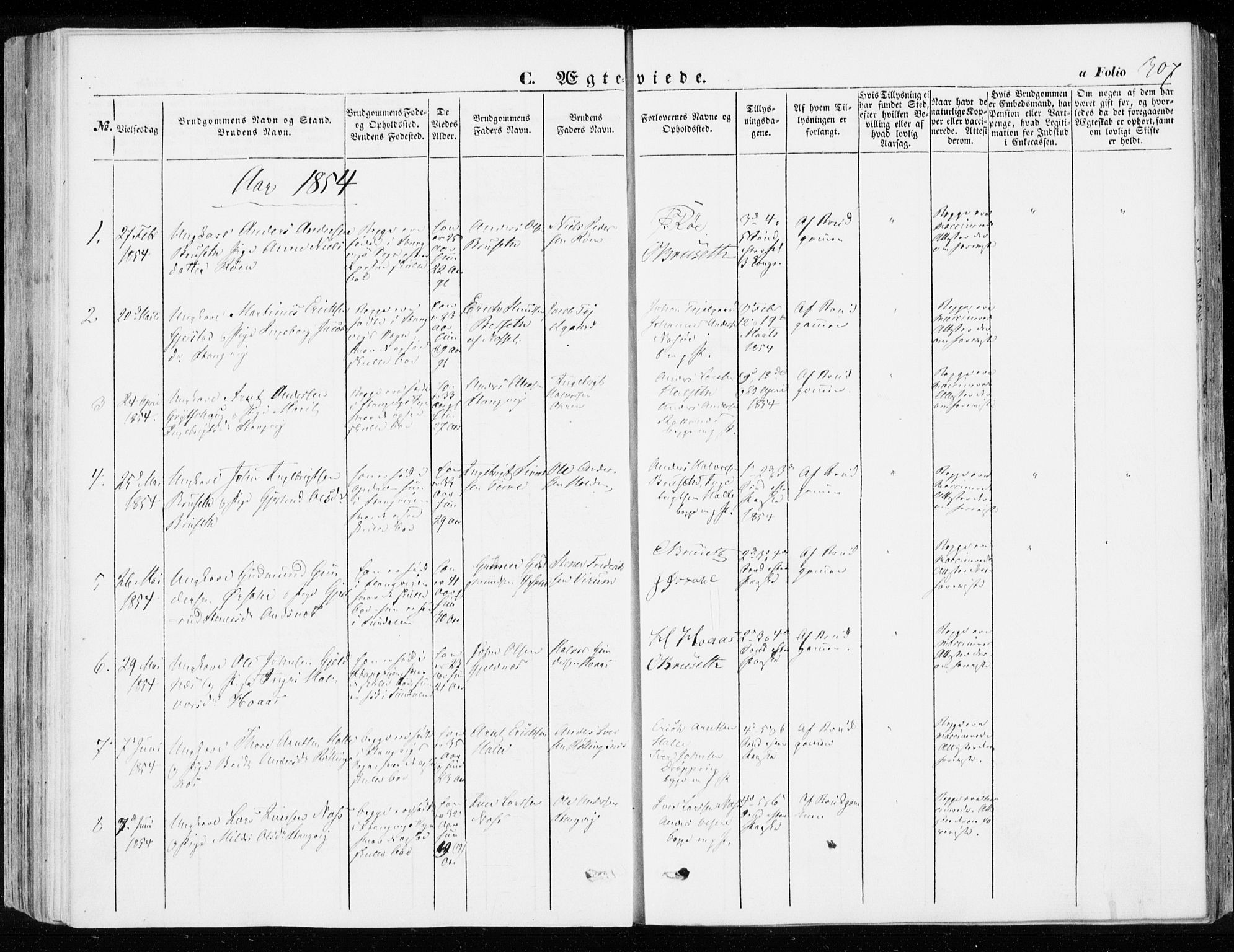 Ministerialprotokoller, klokkerbøker og fødselsregistre - Møre og Romsdal, SAT/A-1454/592/L1026: Parish register (official) no. 592A04, 1849-1867, p. 307