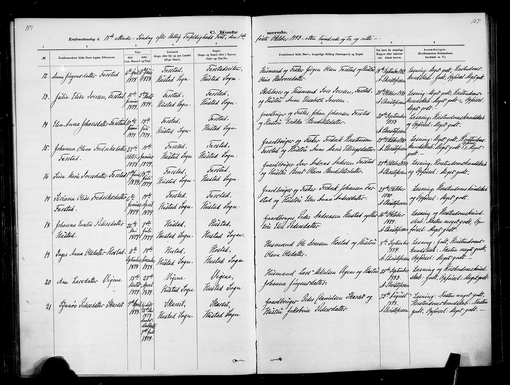 Ministerialprotokoller, klokkerbøker og fødselsregistre - Møre og Romsdal, AV/SAT-A-1454/567/L0778: Parish register (official) no. 567A01, 1881-1903, p. 157