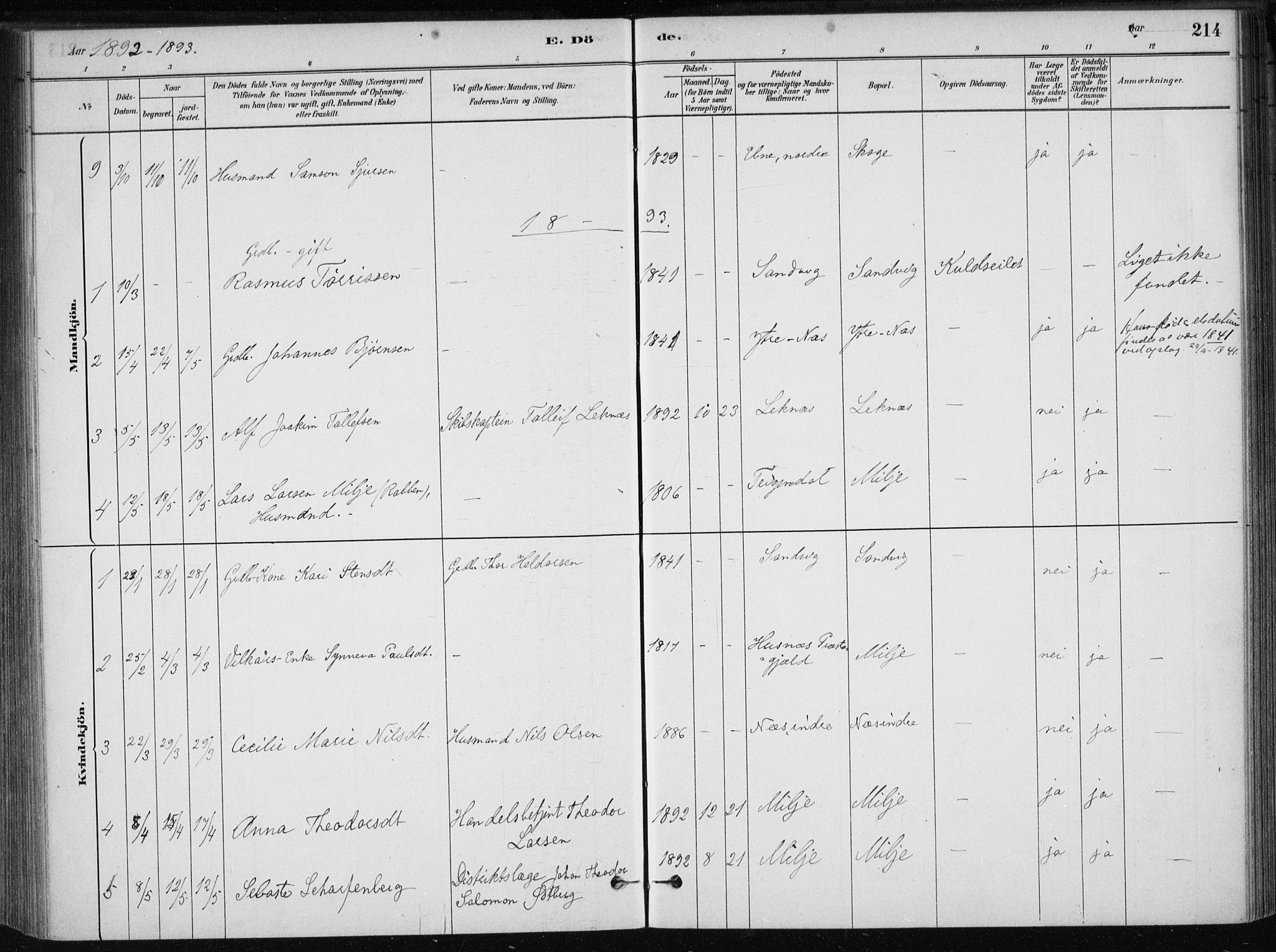 Skånevik sokneprestembete, AV/SAB-A-77801/H/Haa: Parish register (official) no. B 1, 1879-1914, p. 214