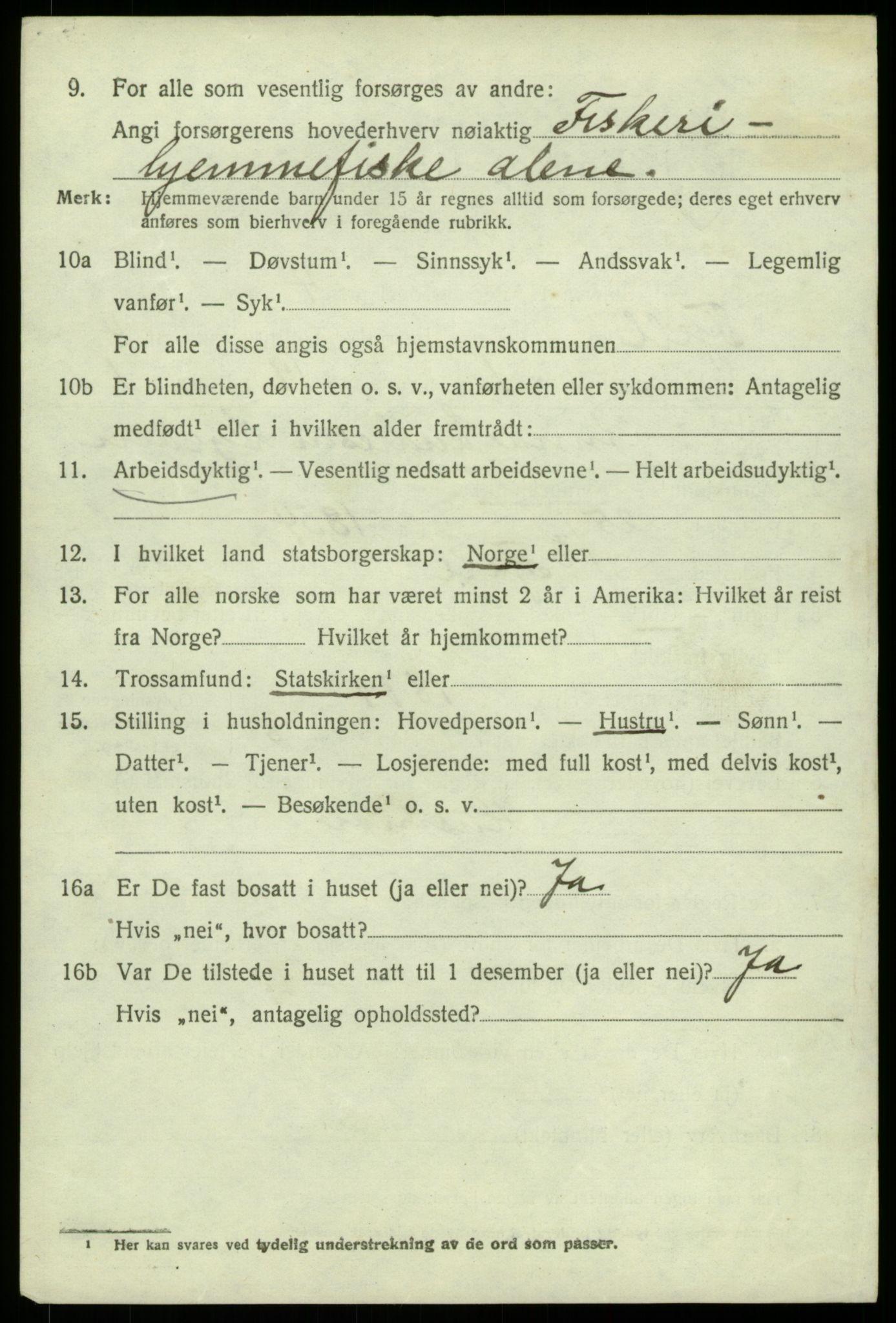 SAB, 1920 census for Fjell, 1920, p. 3689