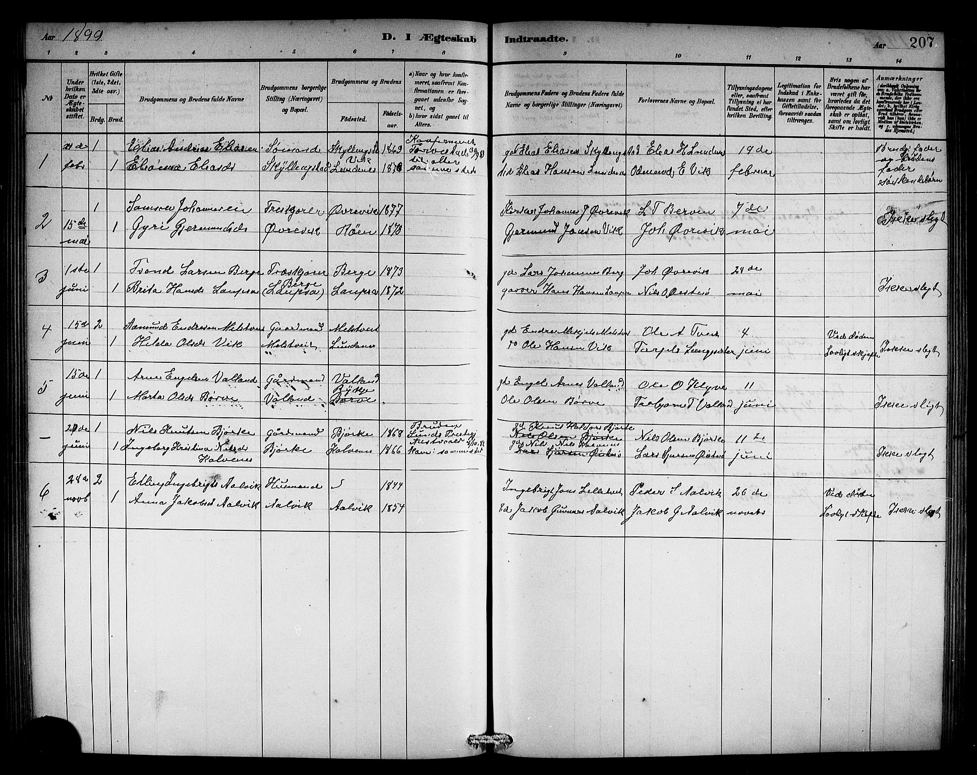 Kvam sokneprestembete, SAB/A-76201/H/Hab: Parish register (copy) no. C 3, 1881-1905, p. 207