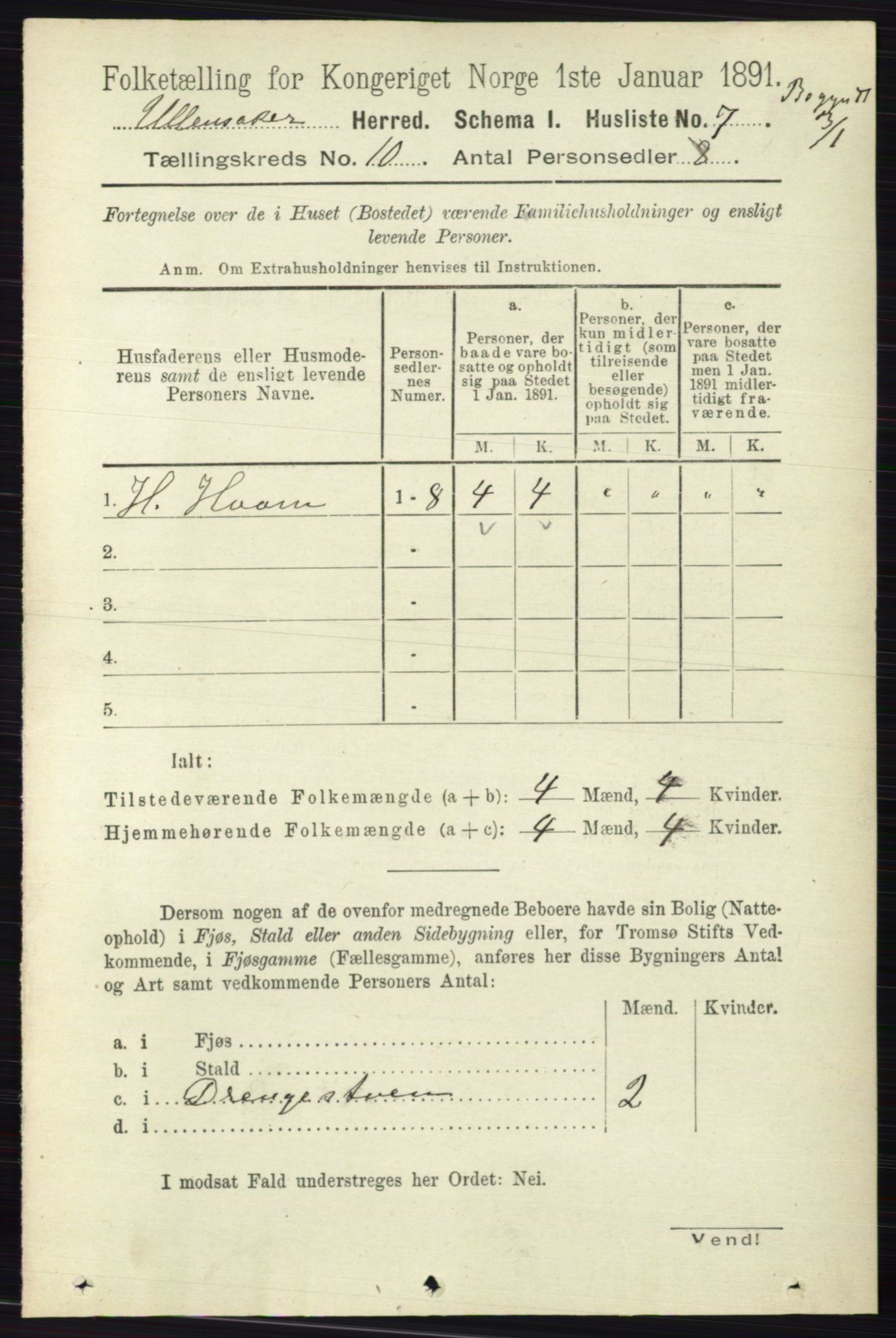 RA, 1891 census for 0235 Ullensaker, 1891, p. 4454