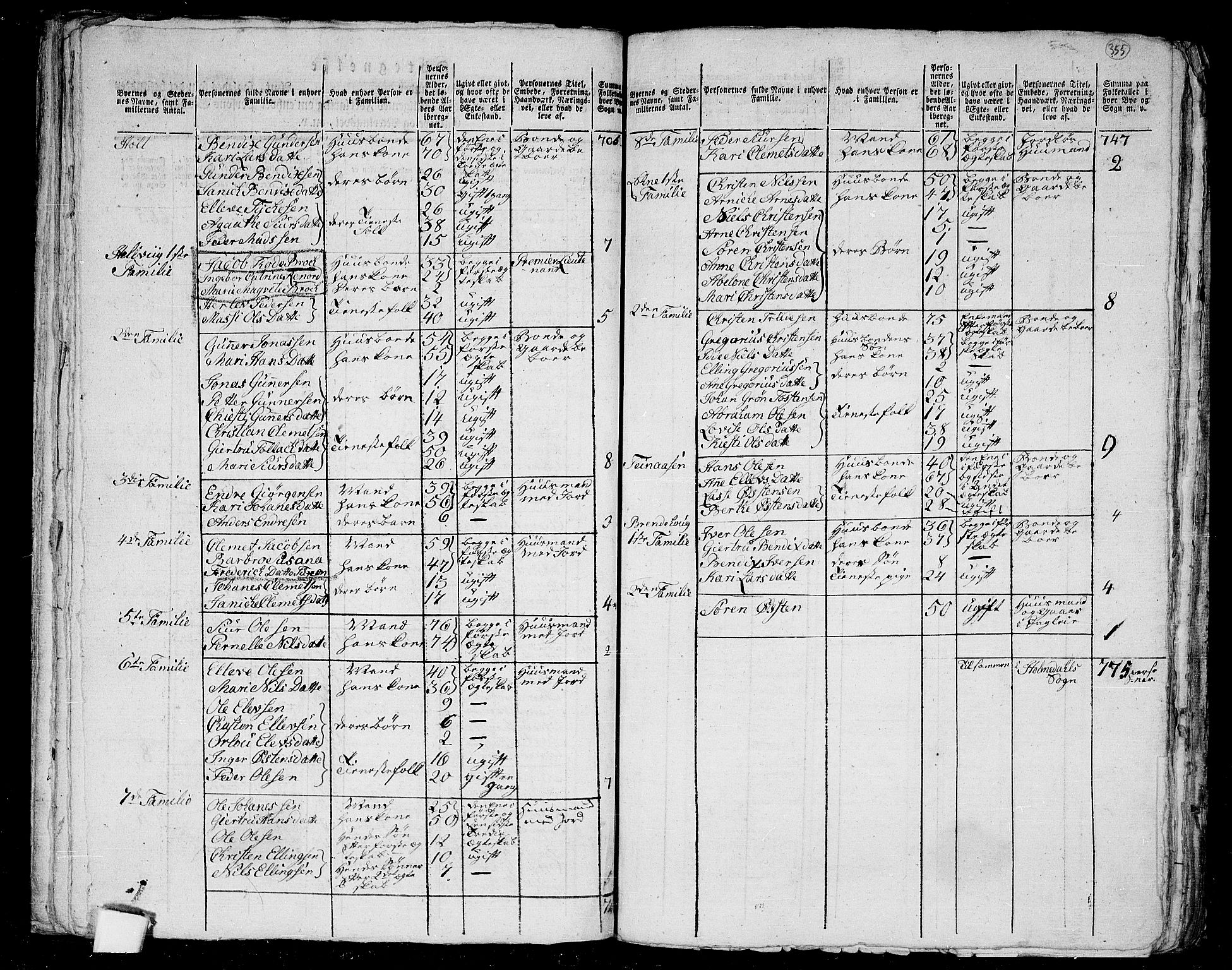 RA, 1801 census for 1429P Ytre Holmedal, 1801, p. 354b-355a