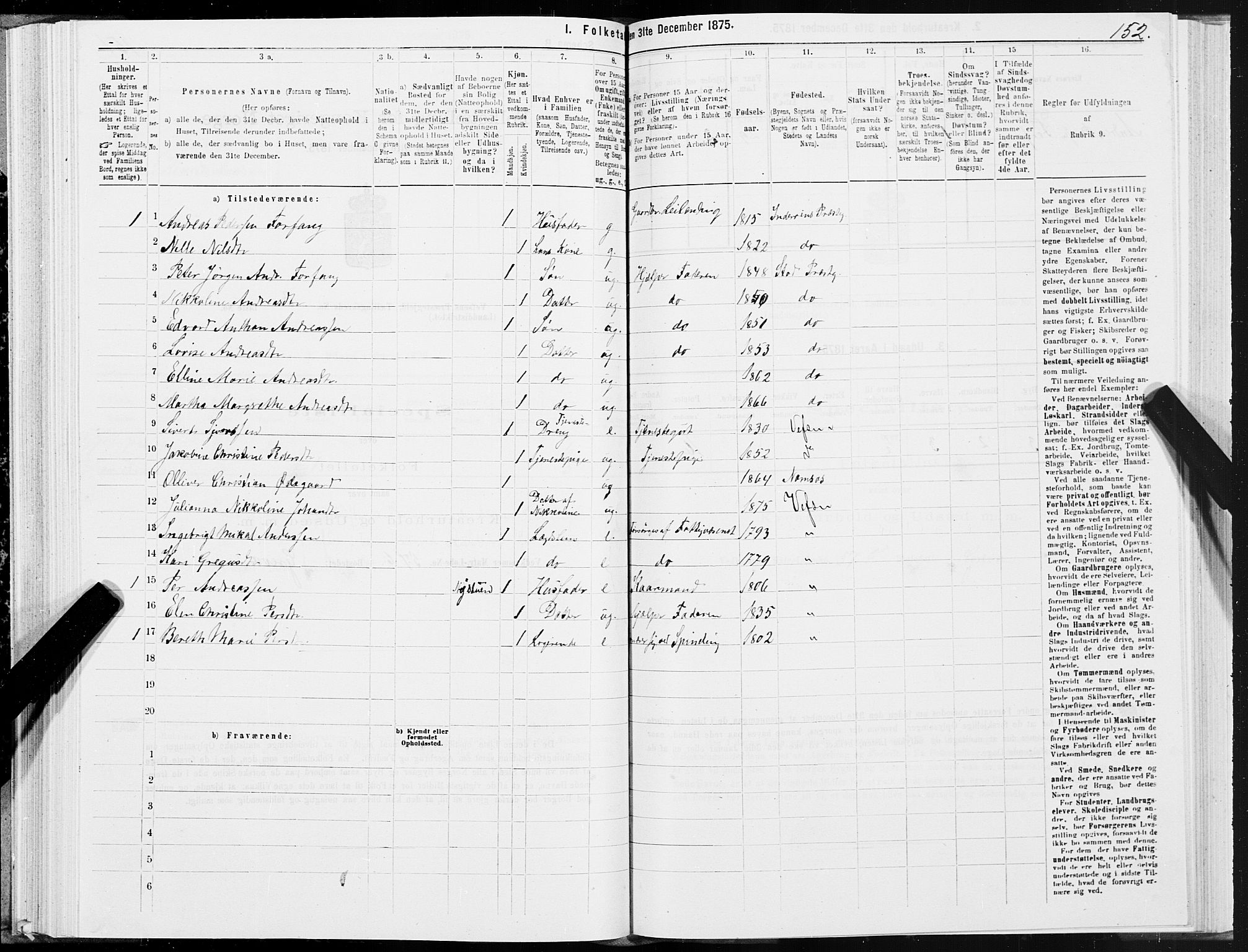 SAT, 1875 census for 1824L Vefsn/Vefsn, 1875, p. 1152