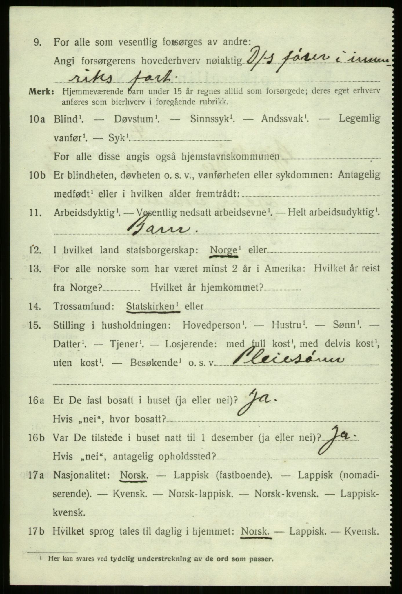 SATØ, 1920 census for Bjarkøy, 1920, p. 3446